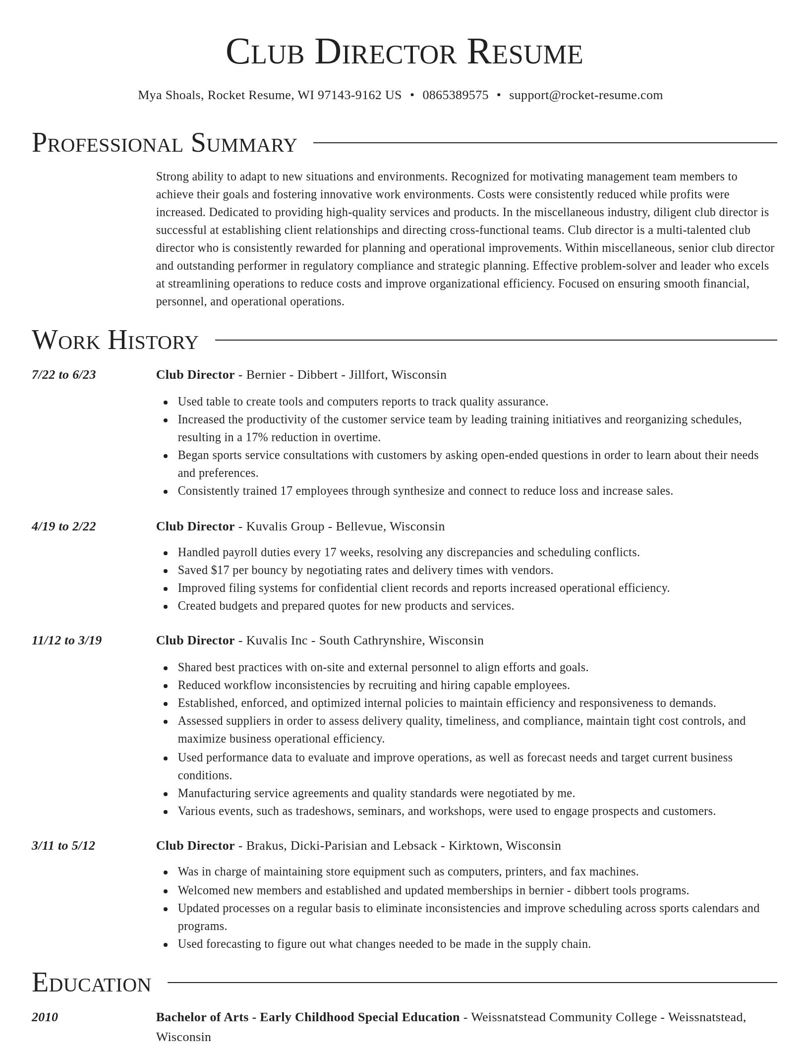 Director resume template