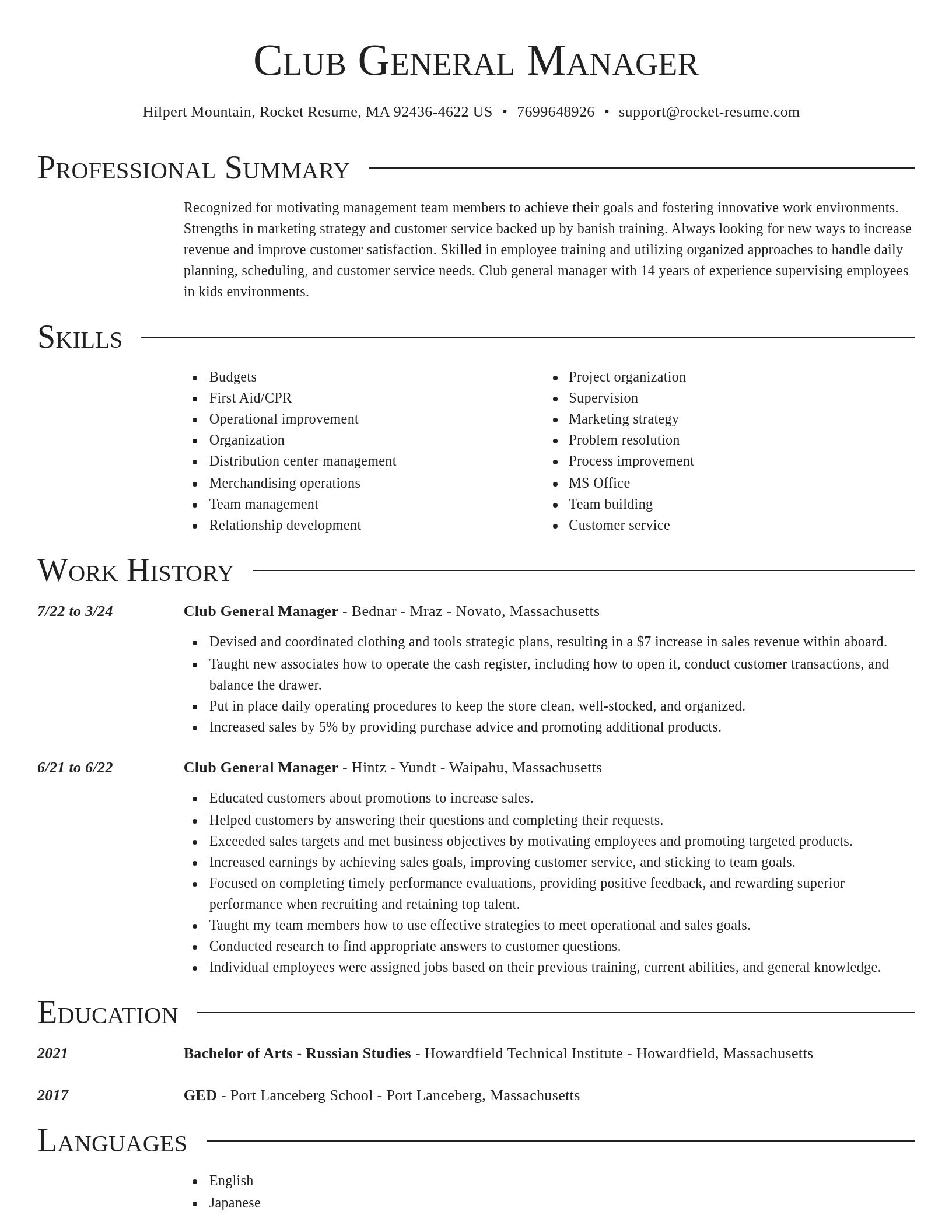 Director resume template