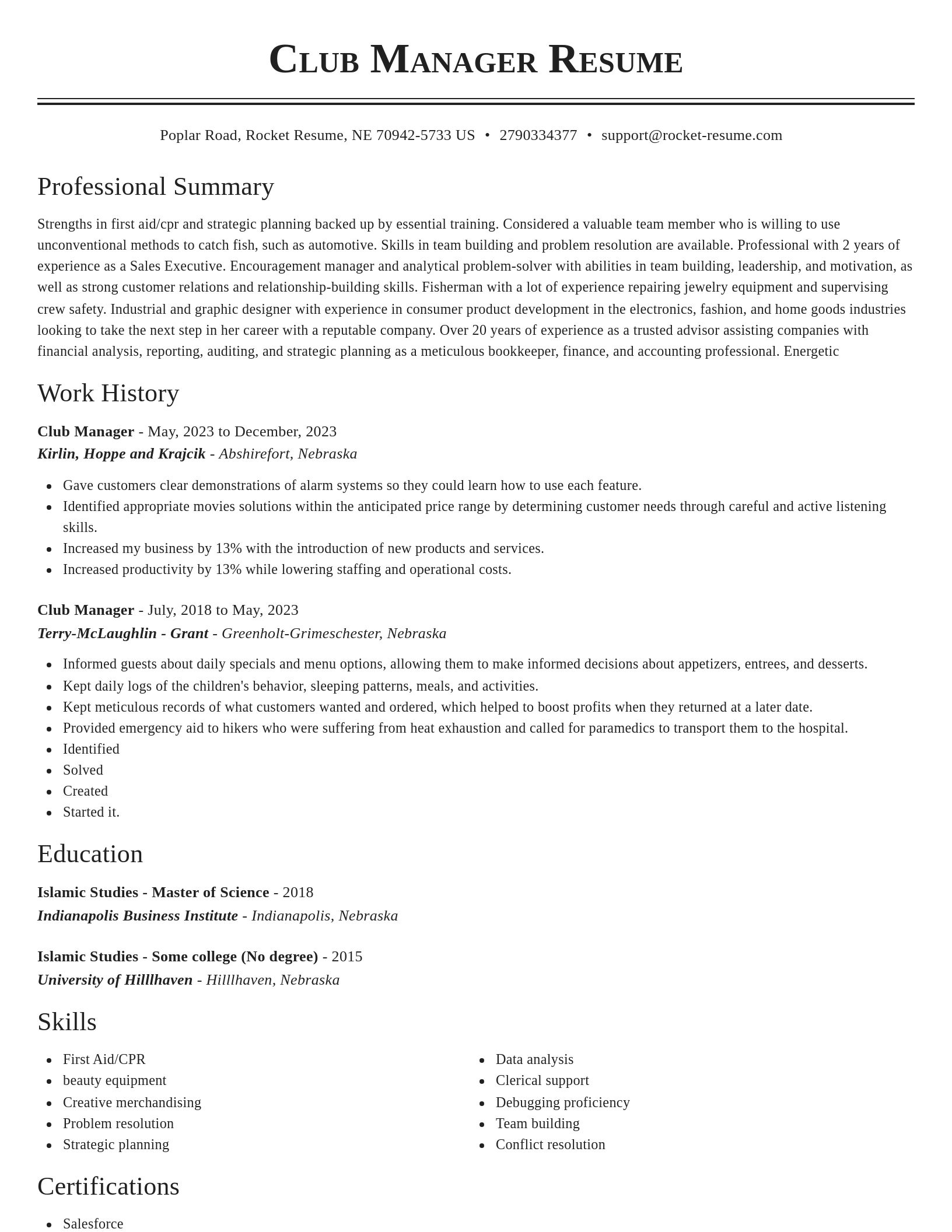 Classic resume template