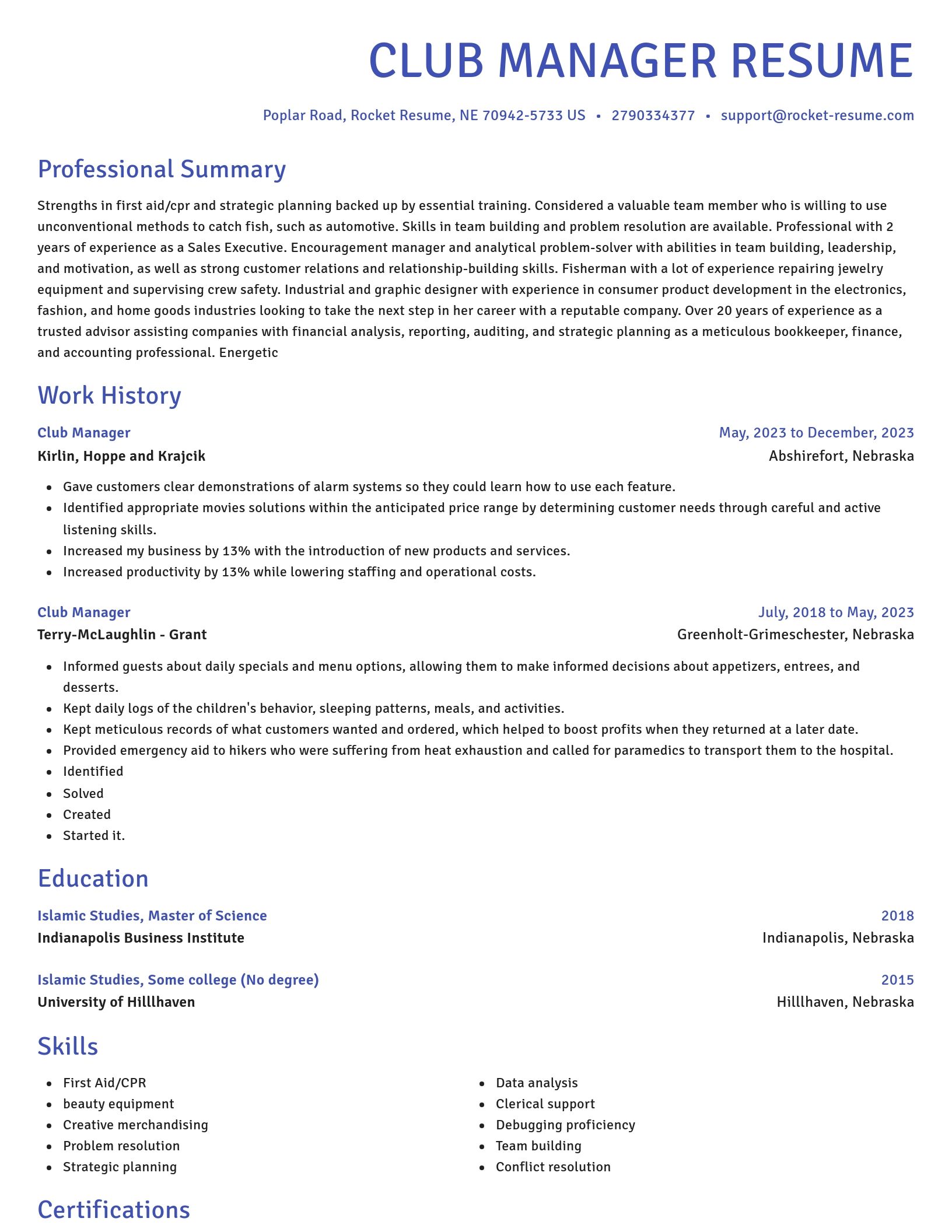 Novel resume template