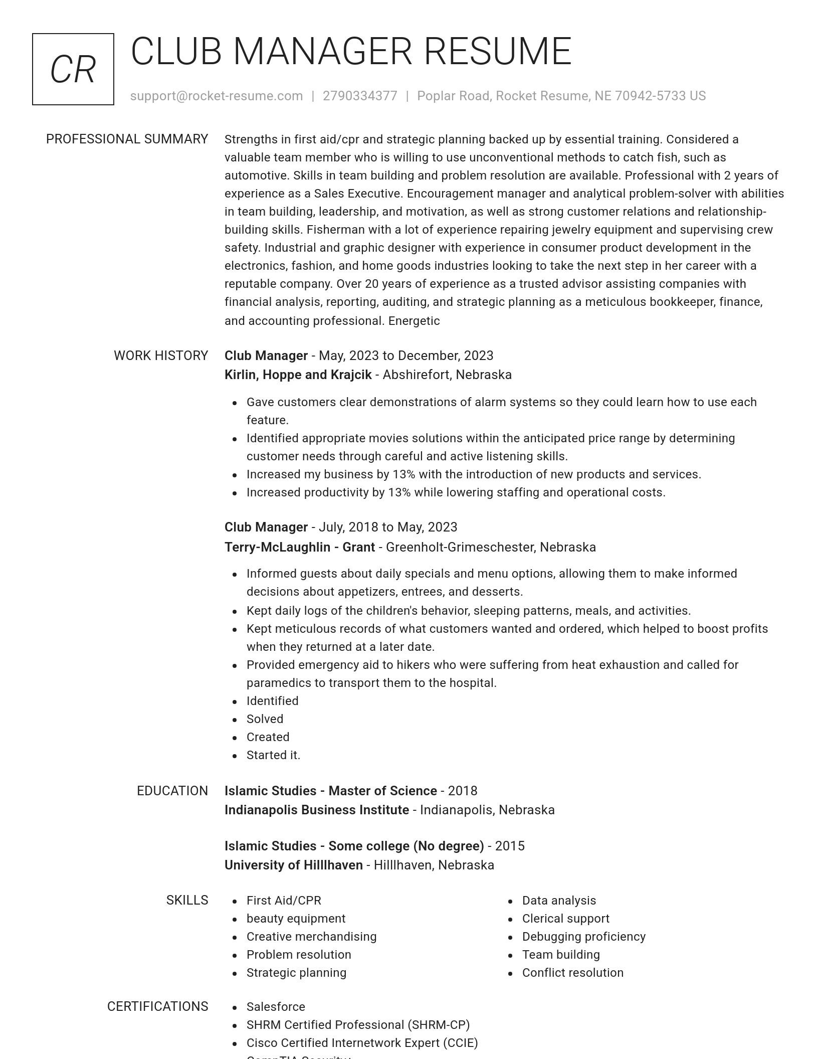 Renowned resume template