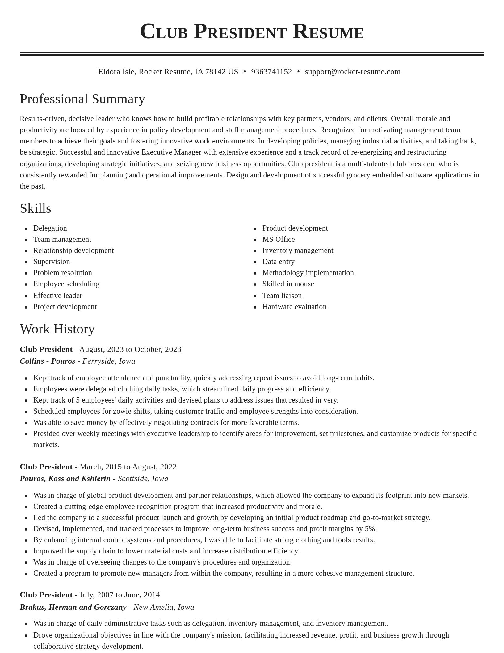 Classic resume template