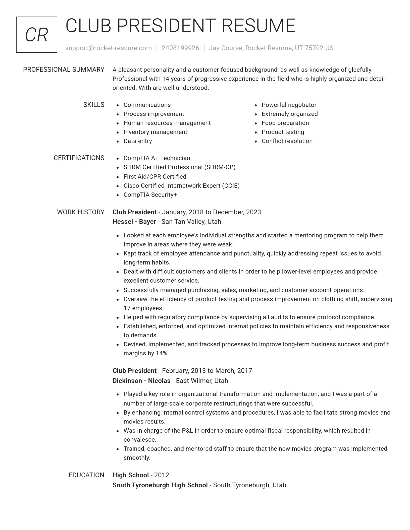 Renowned resume template