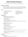 Club Promoter resume template