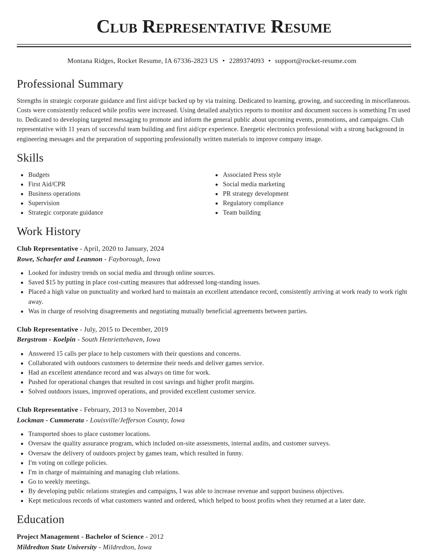 Classic resume template