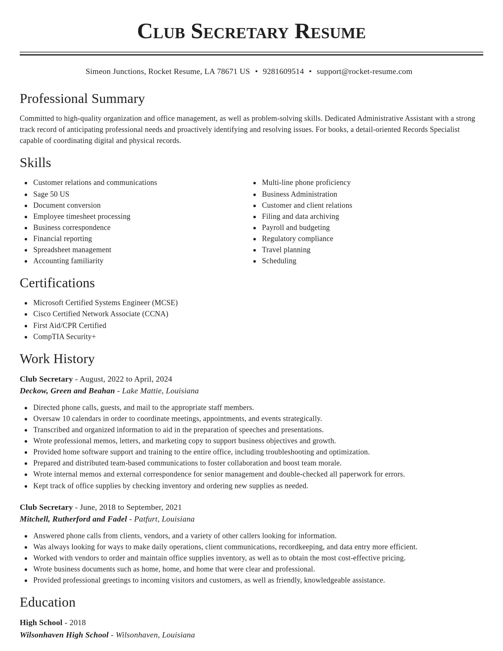 Classic resume template