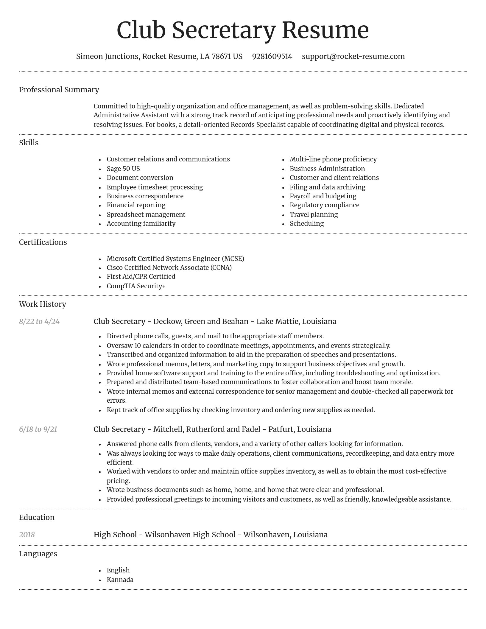 Dignified resume template