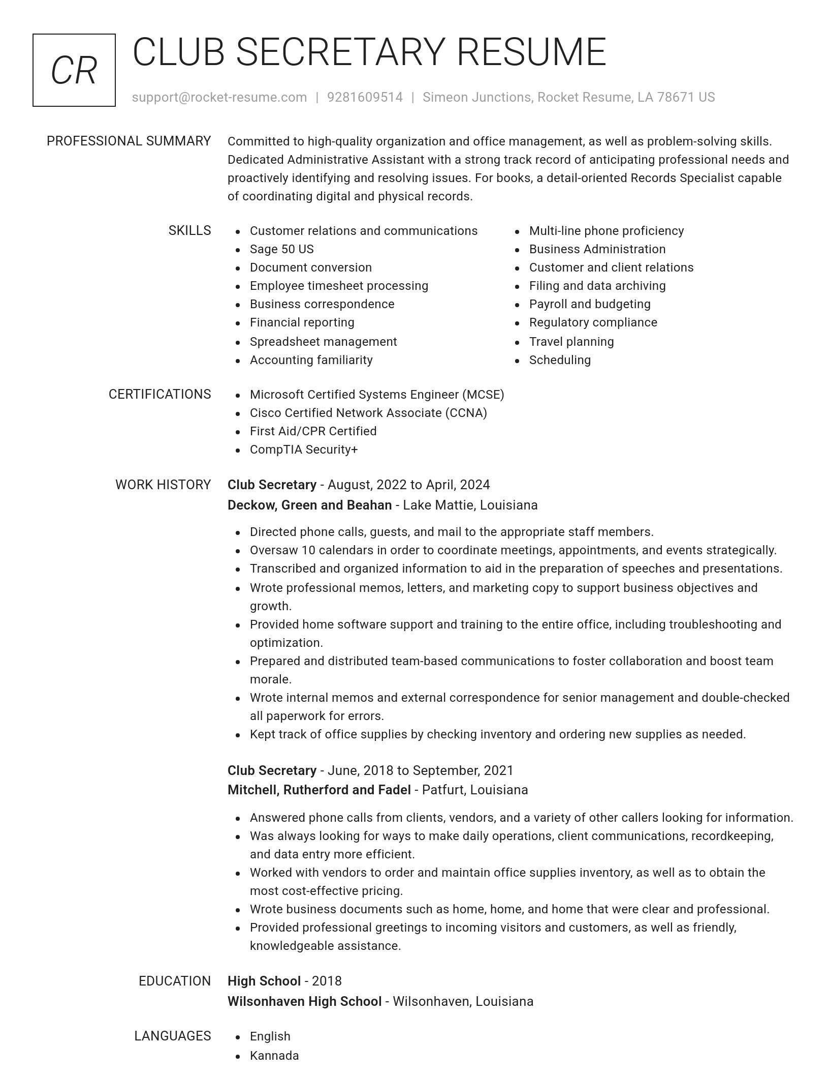Renowned resume template
