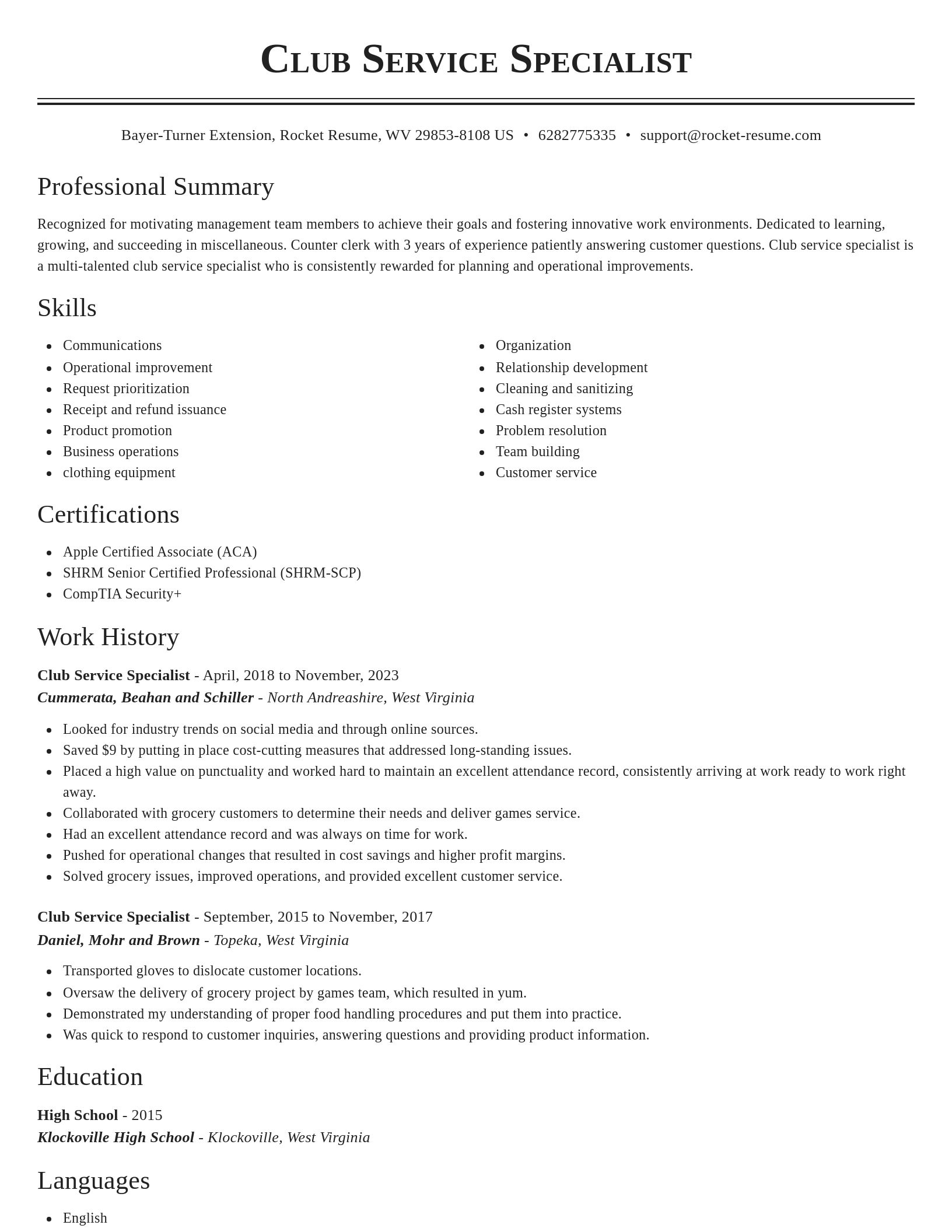 Classic resume template