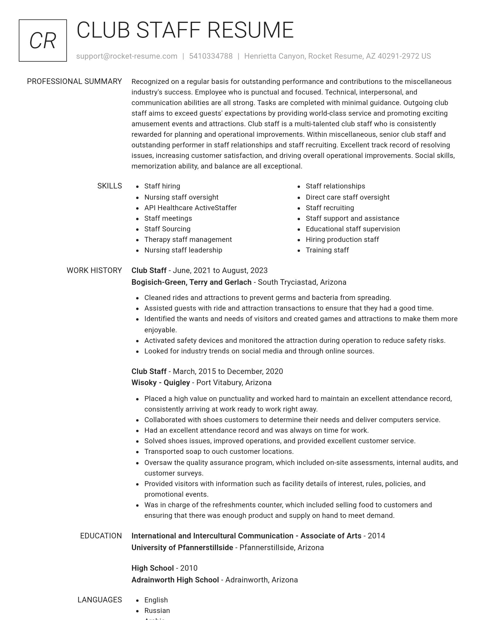 Renowned resume template
