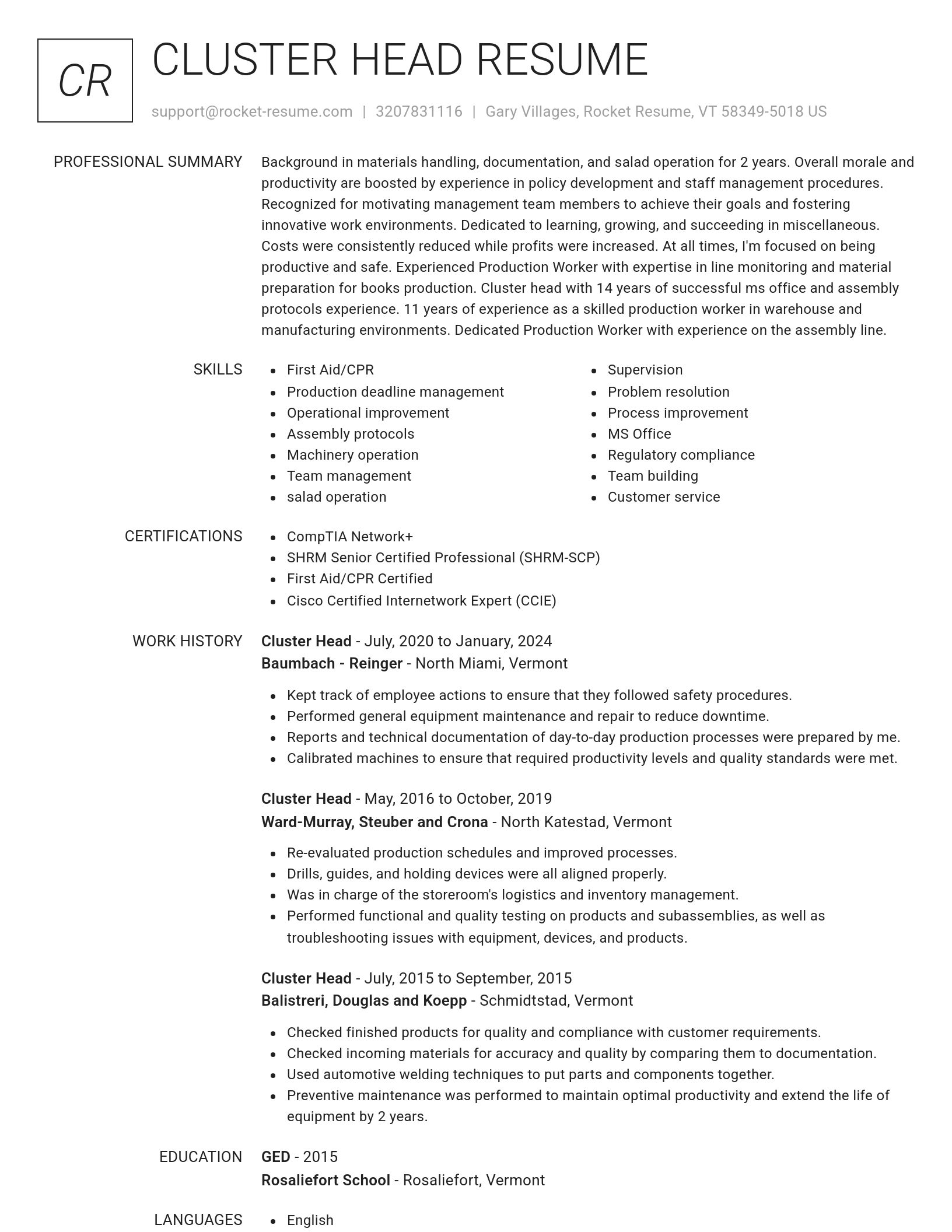 Renowned resume template