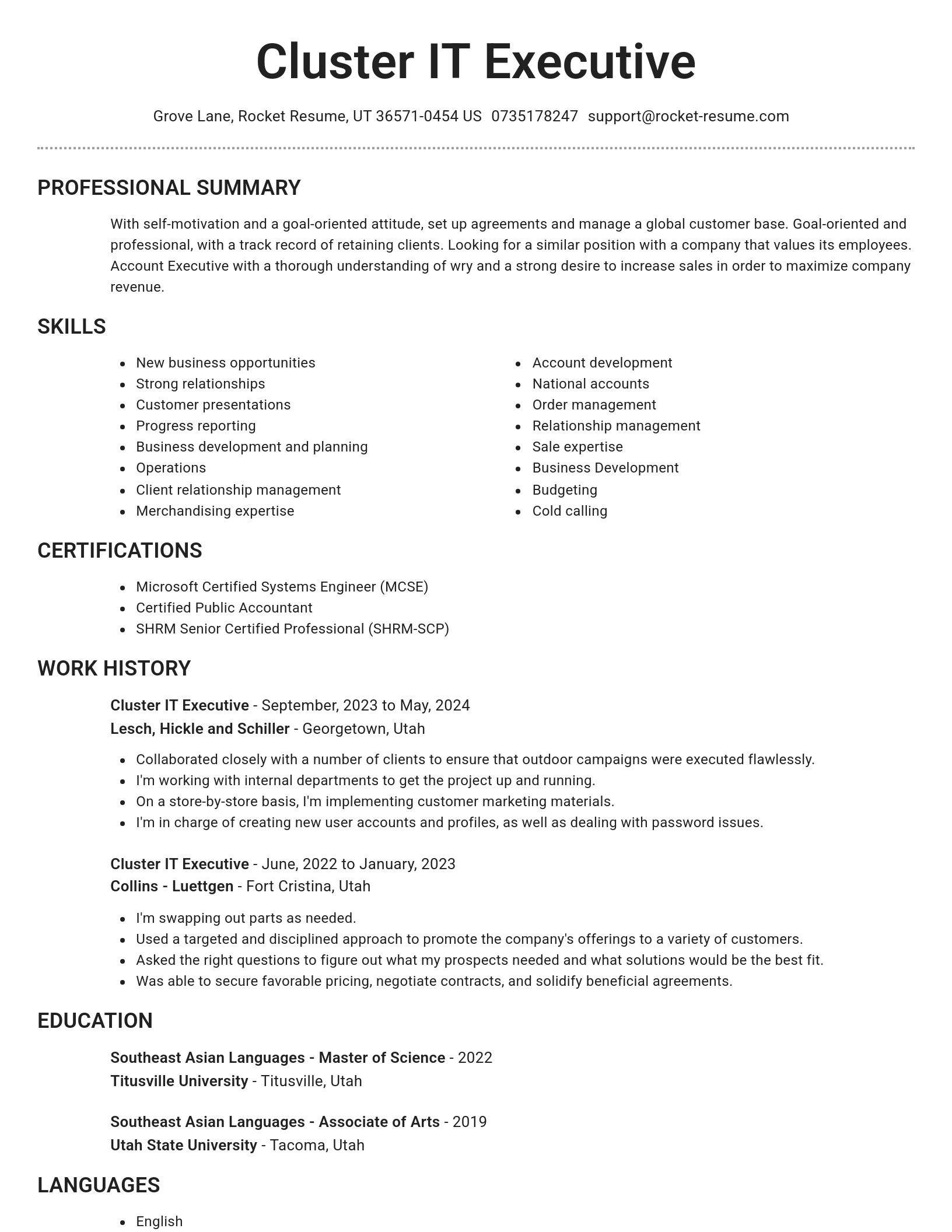 Brilliant resume template