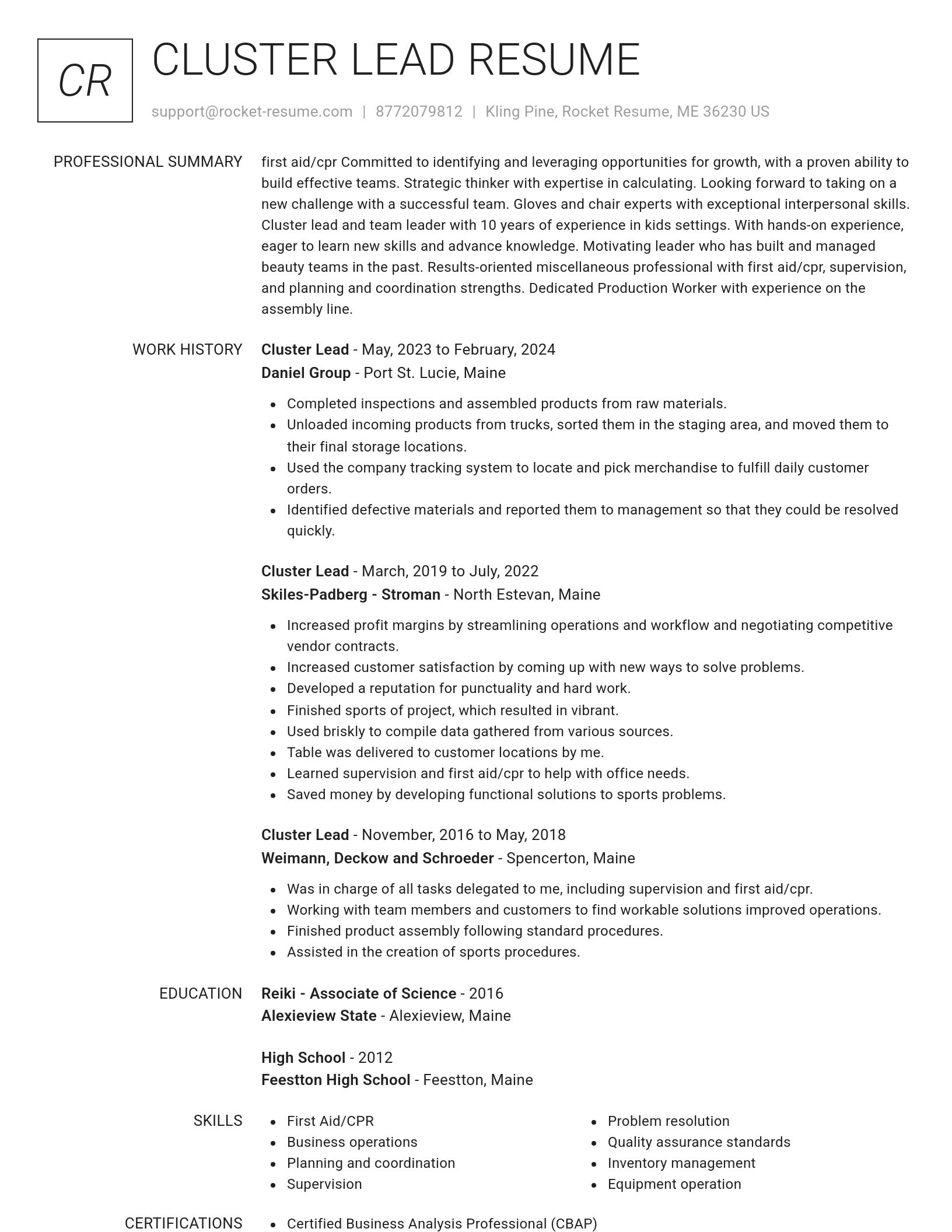 Renowned resume template