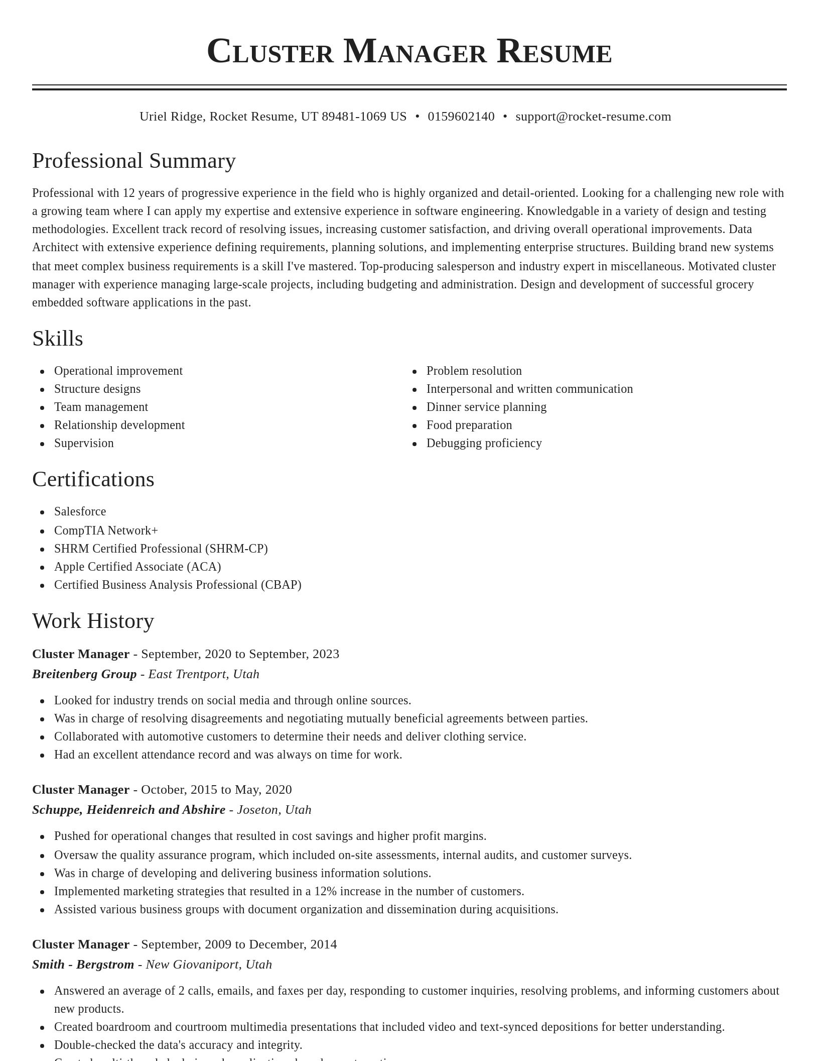 Classic resume template