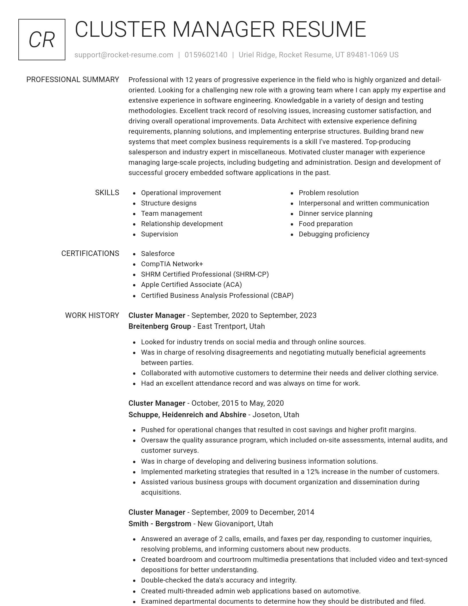 Renowned resume template