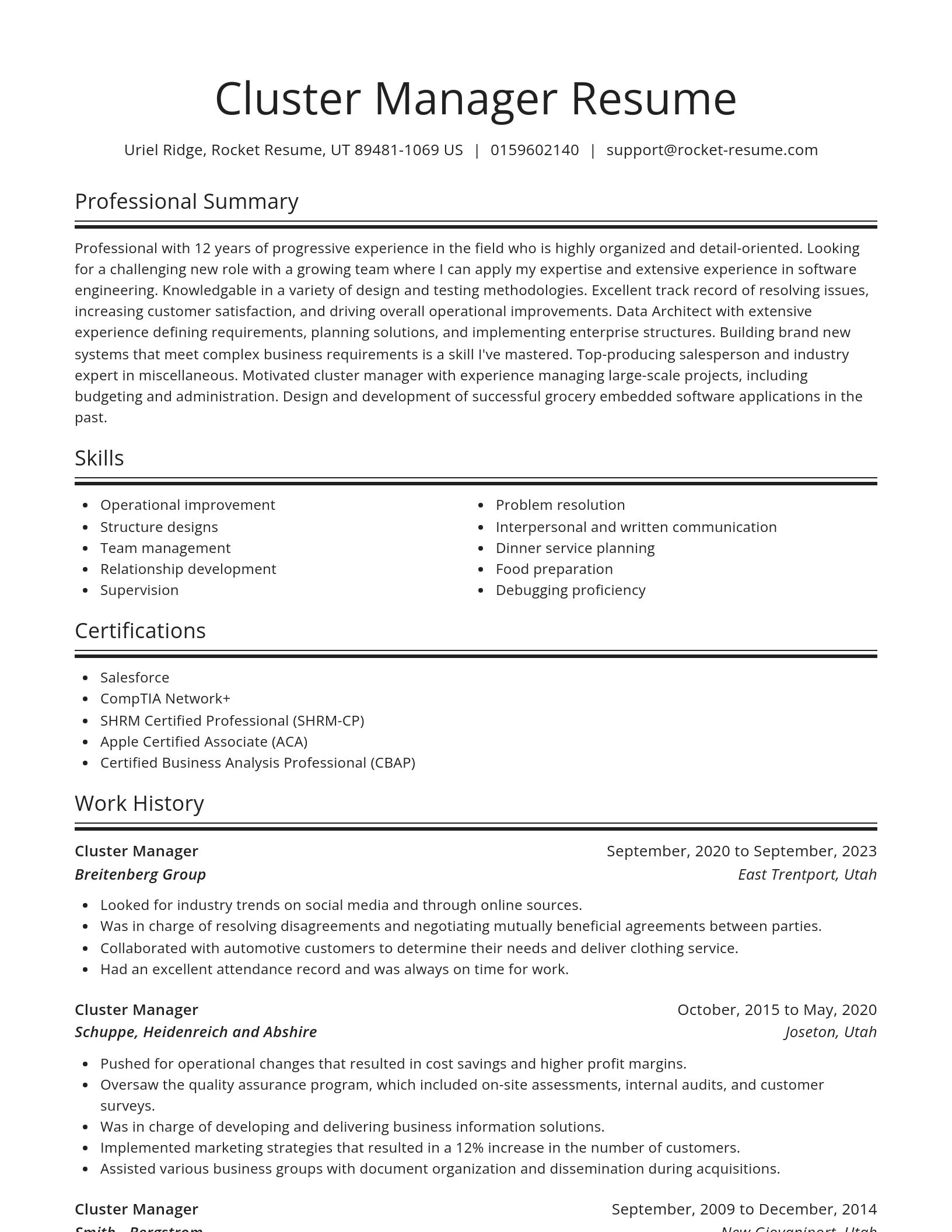 Spotlight resume template