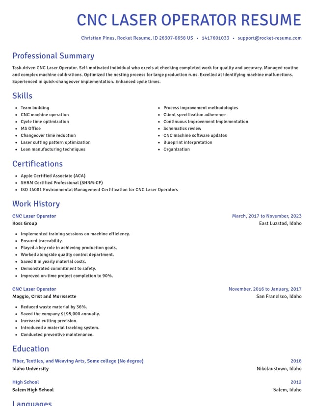 Novel resume template