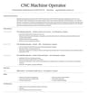 CNC Machine Operator resume template