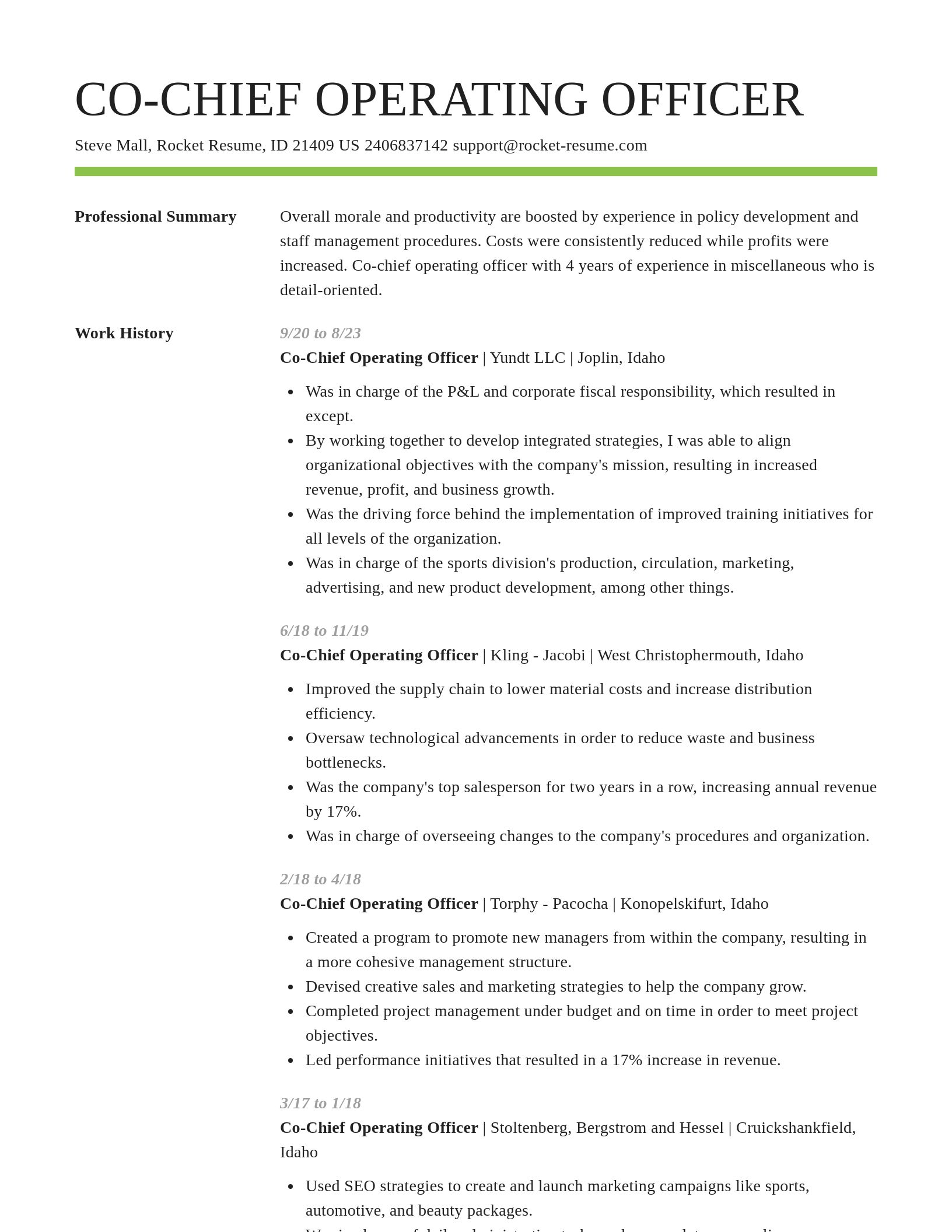 Smart resume template