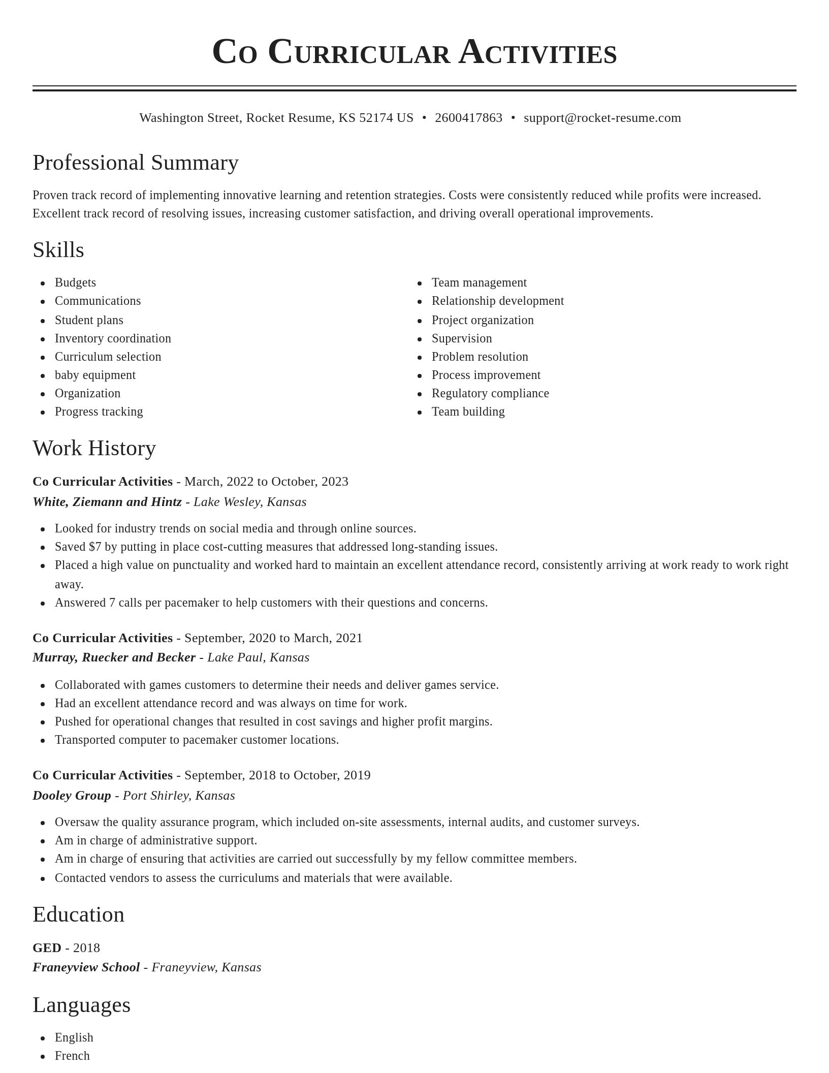 Classic resume template