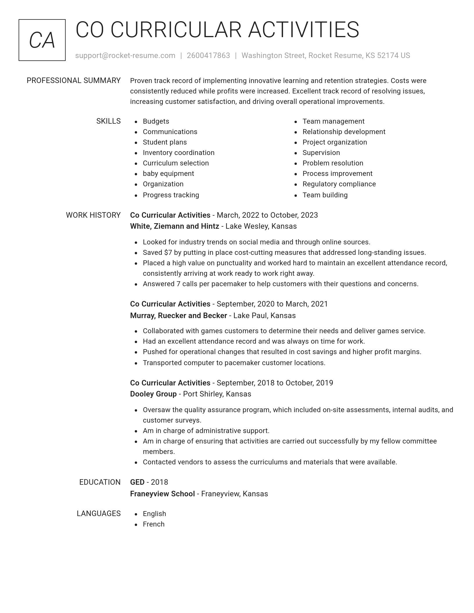 Renowned resume template