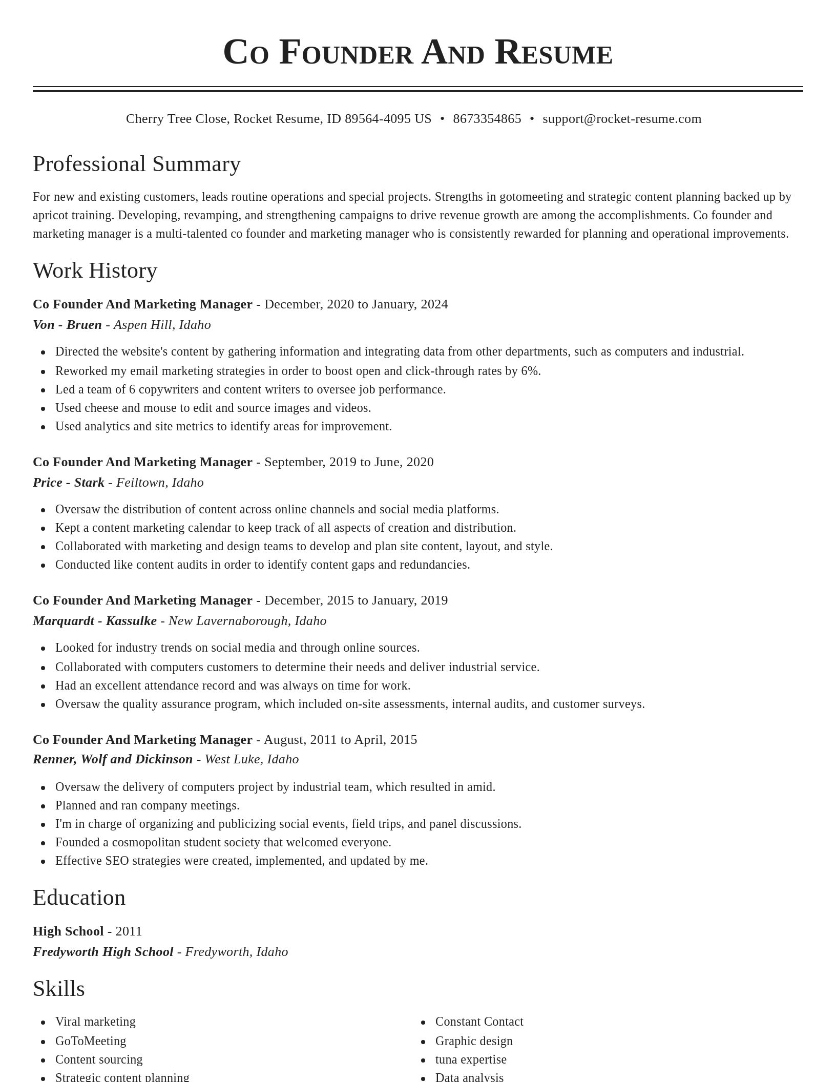 Classic resume template