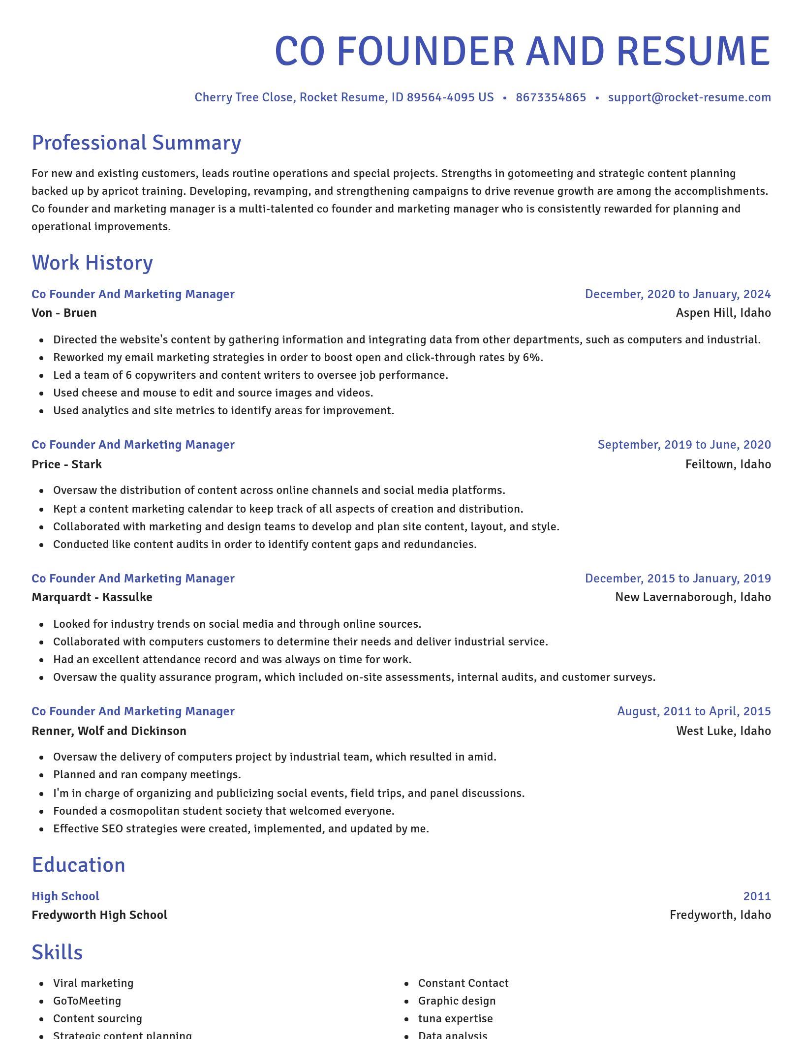 Novel resume template