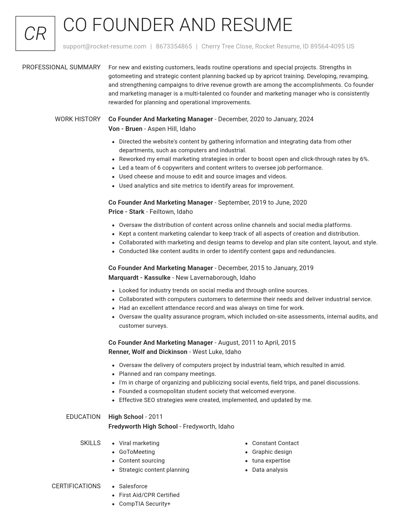 Renowned resume template