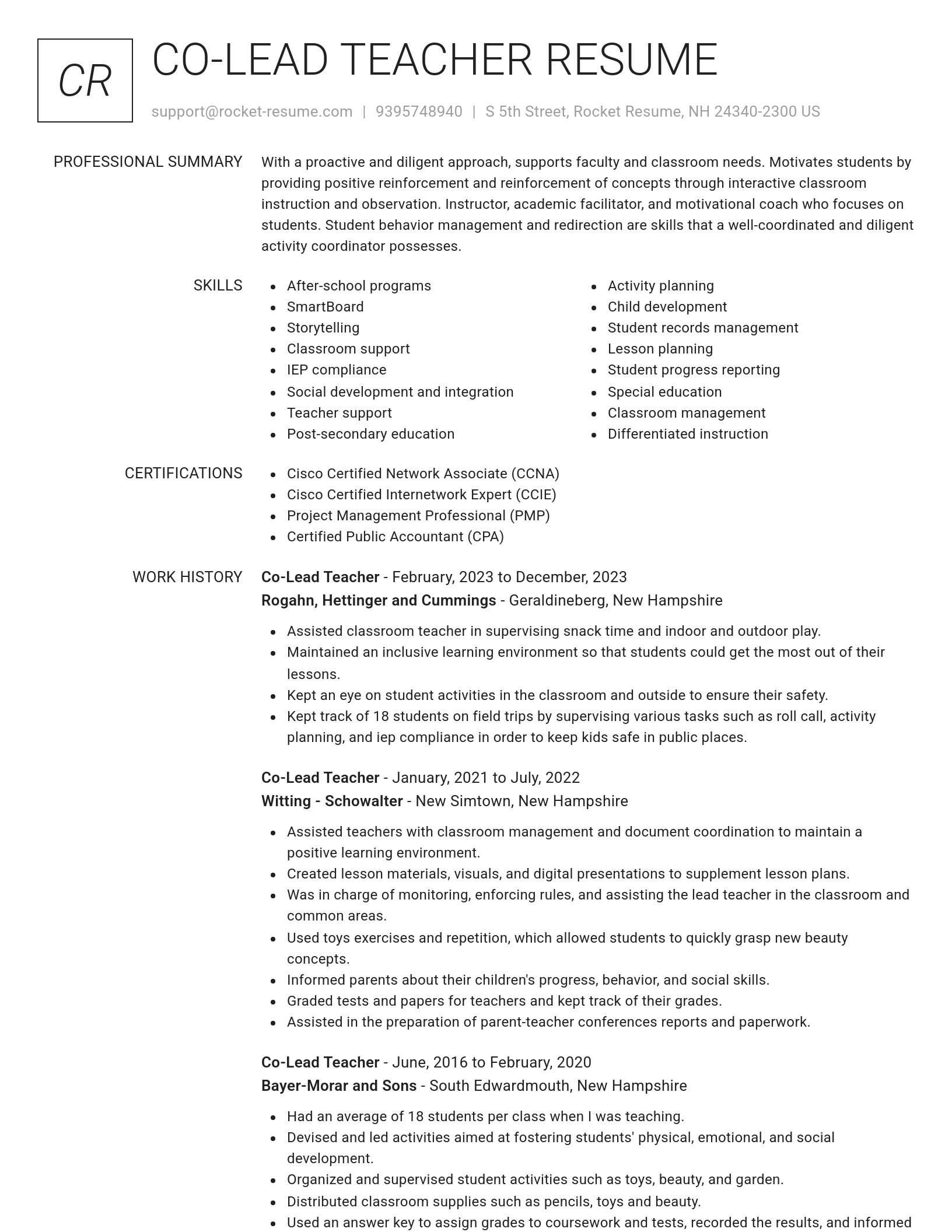 Renowned resume template