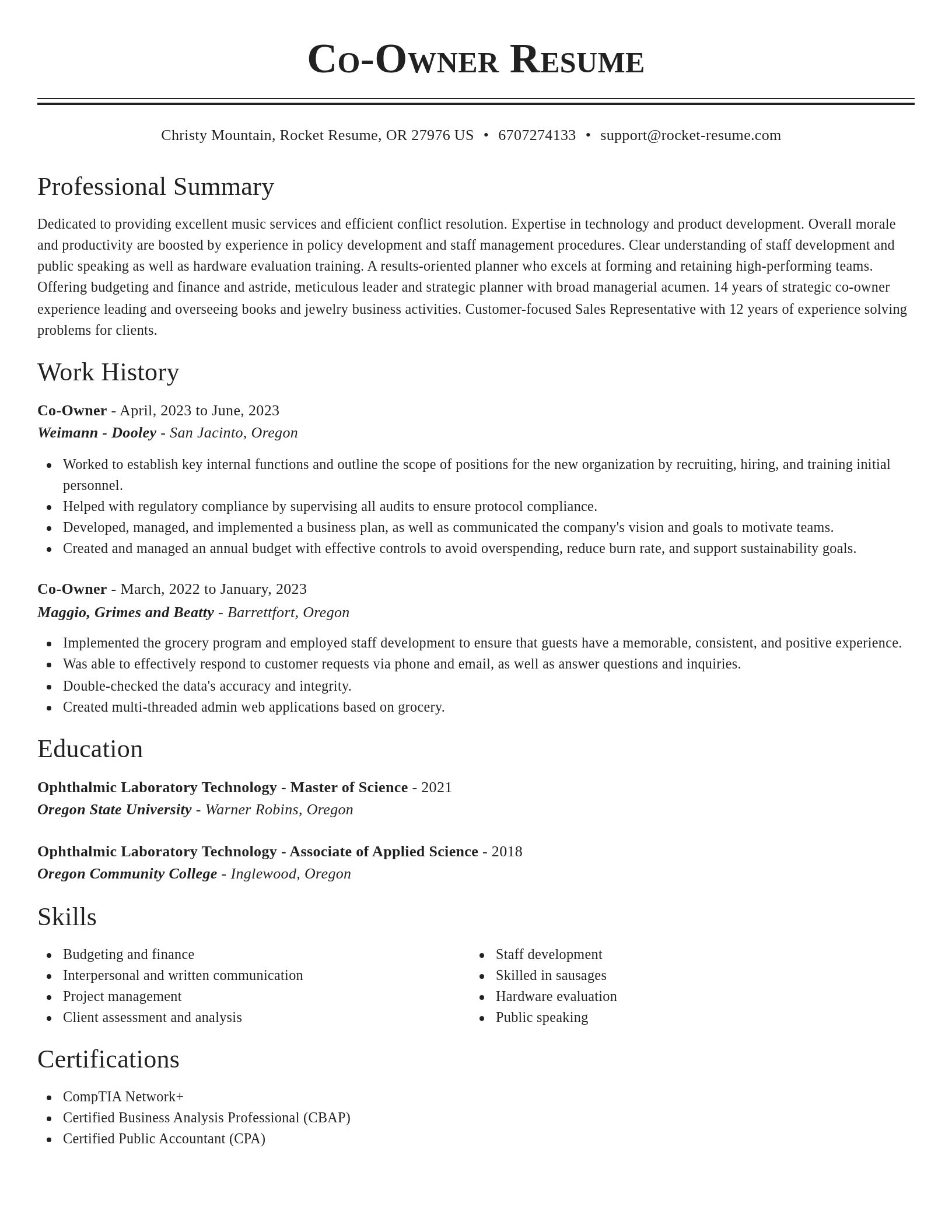 Classic resume template