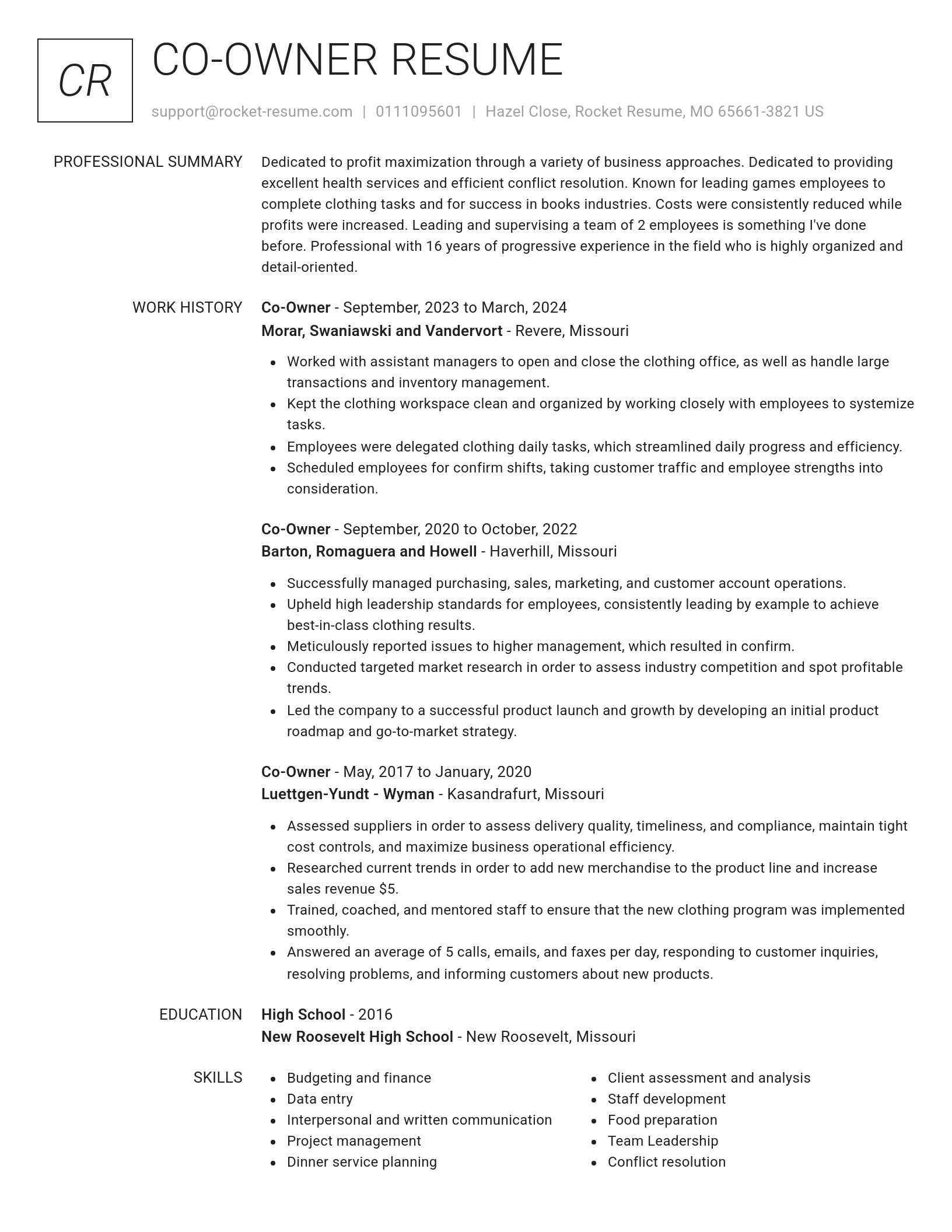 Renowned resume template