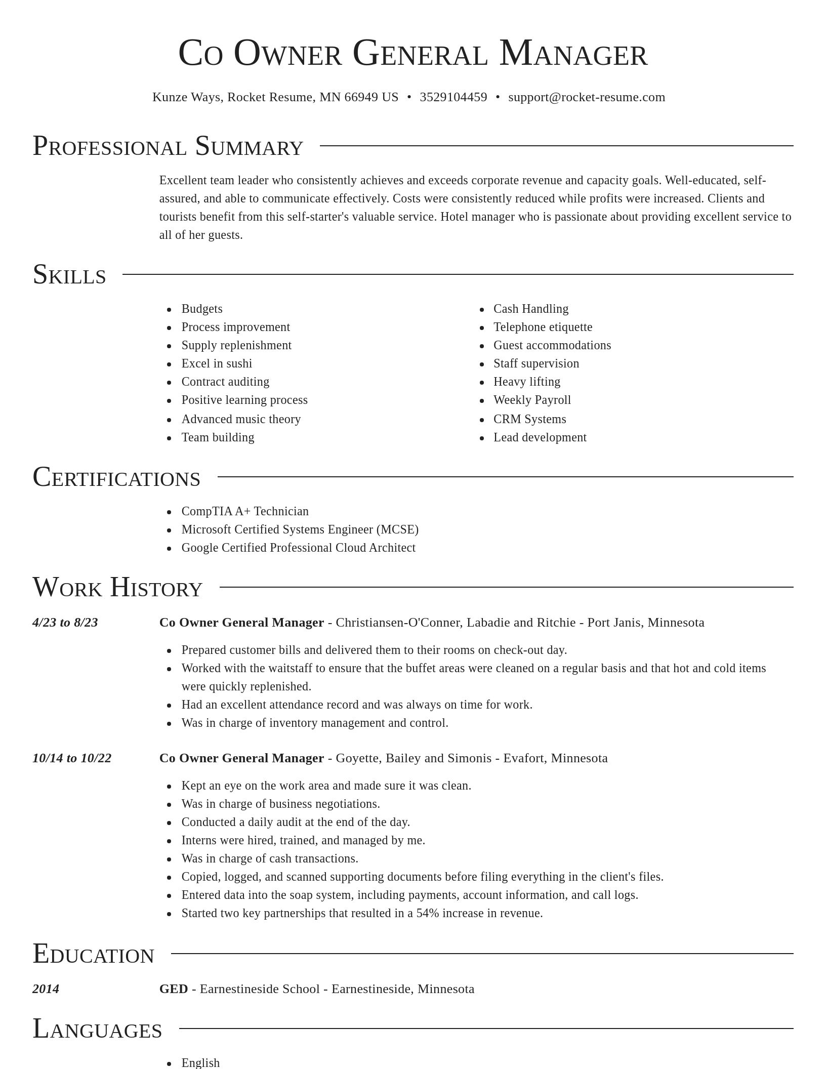 Director resume template