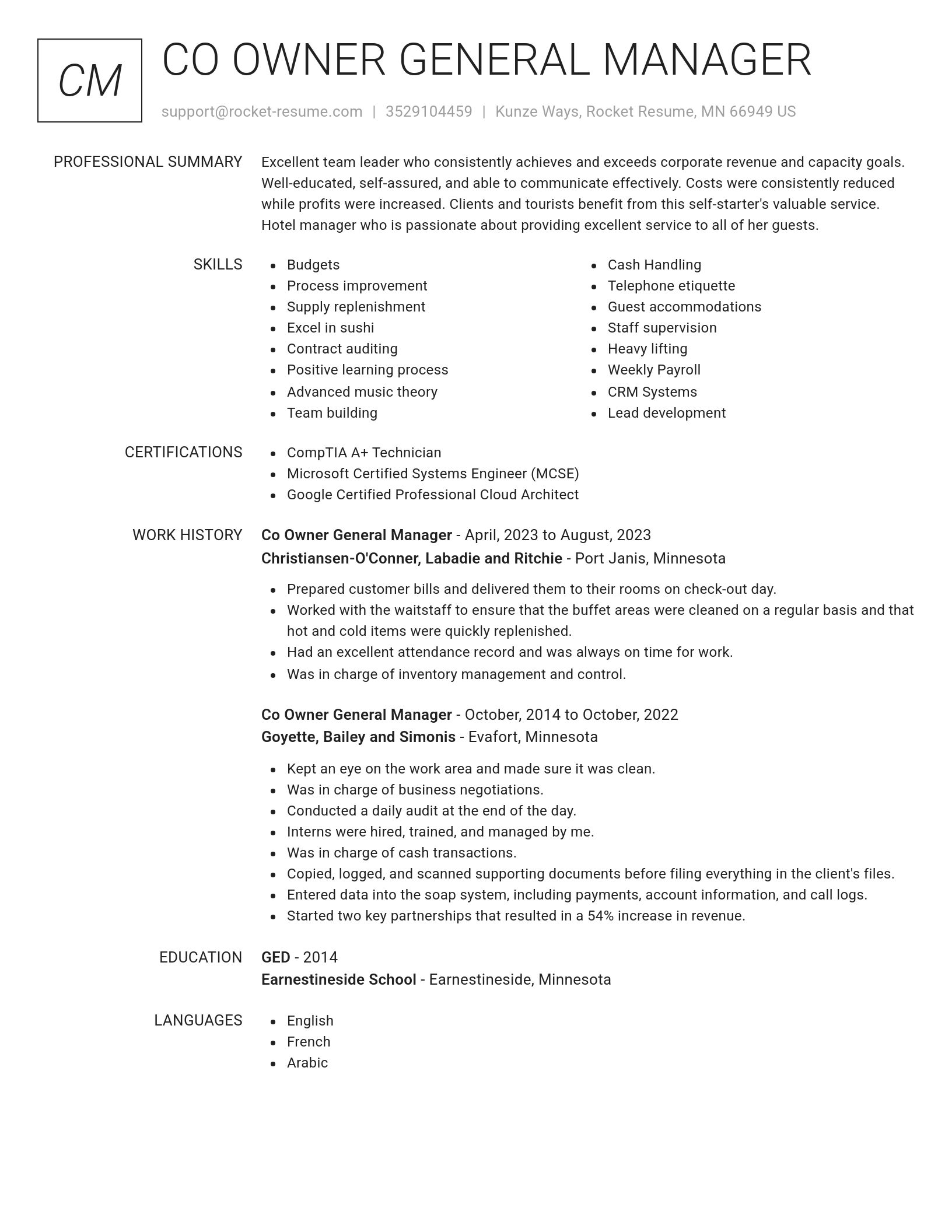 Renowned resume template