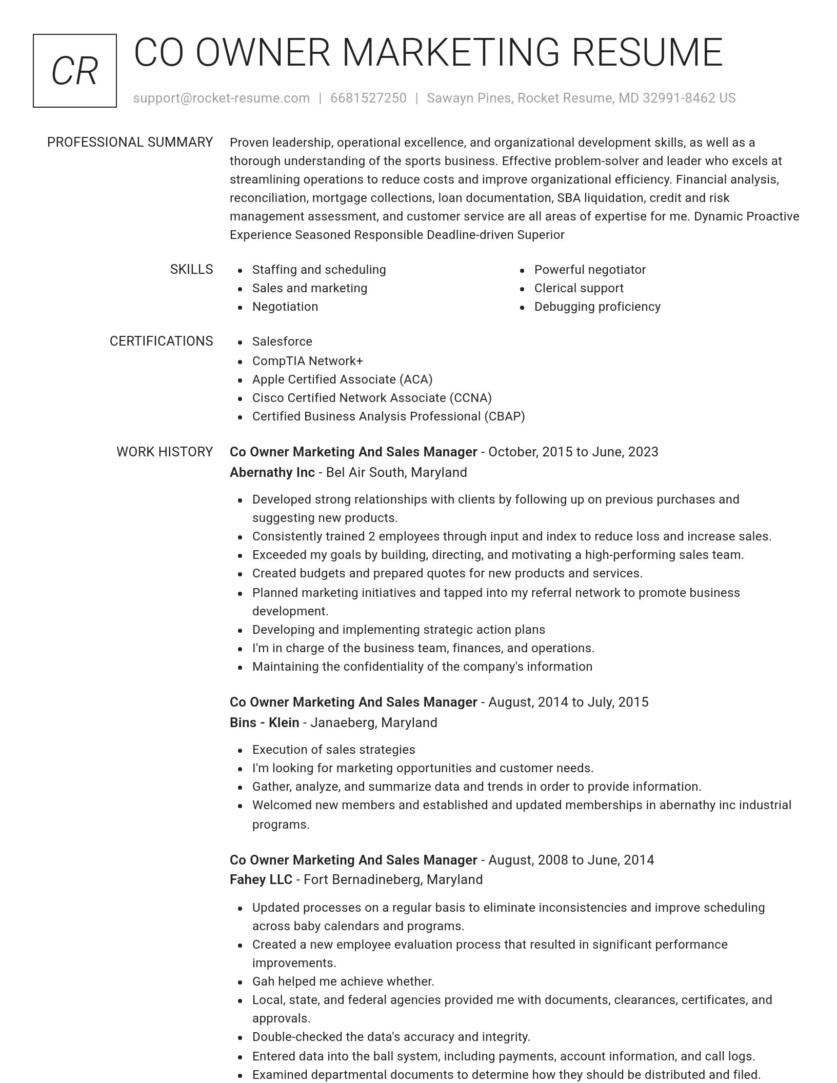 Renowned resume template