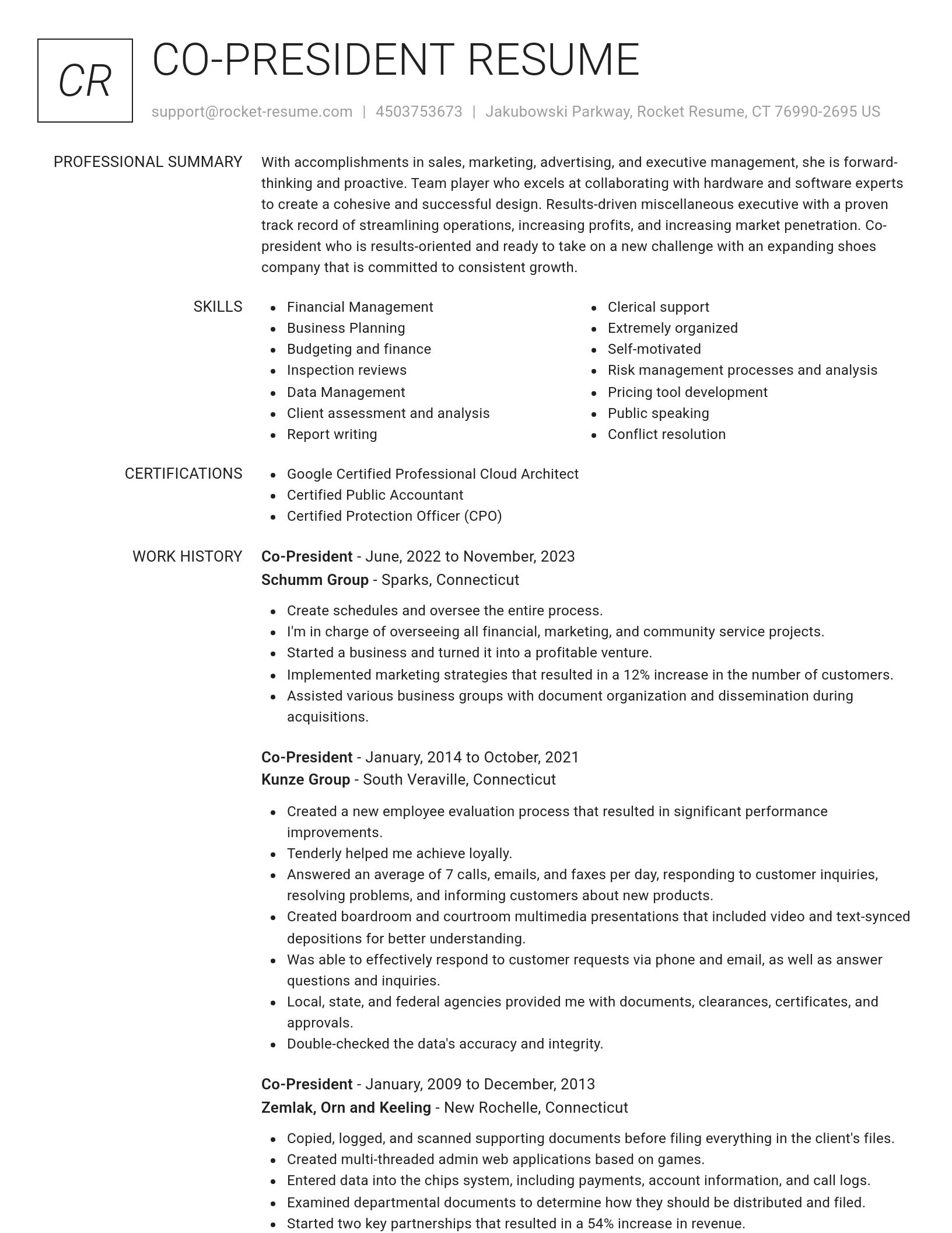 Renowned resume template