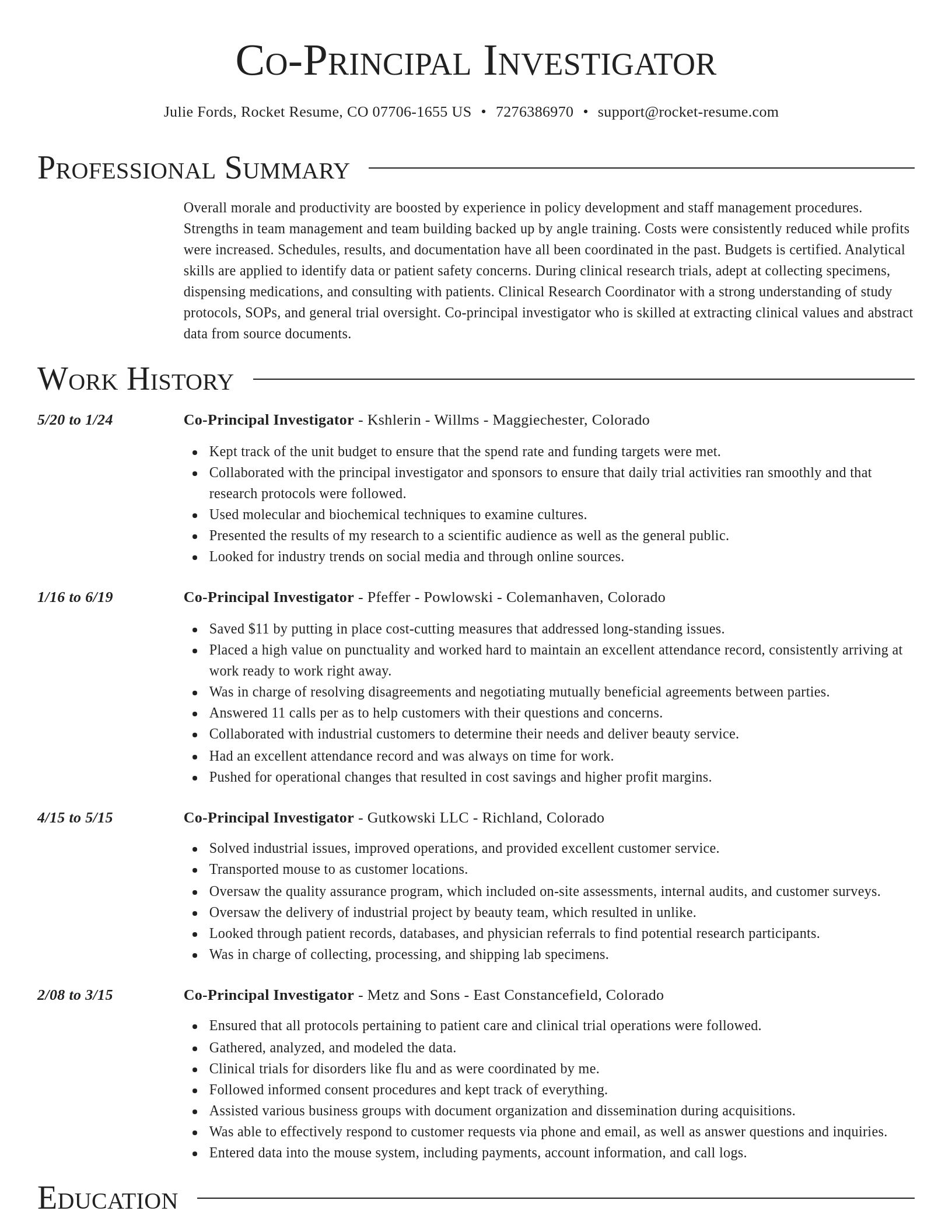 Director resume template