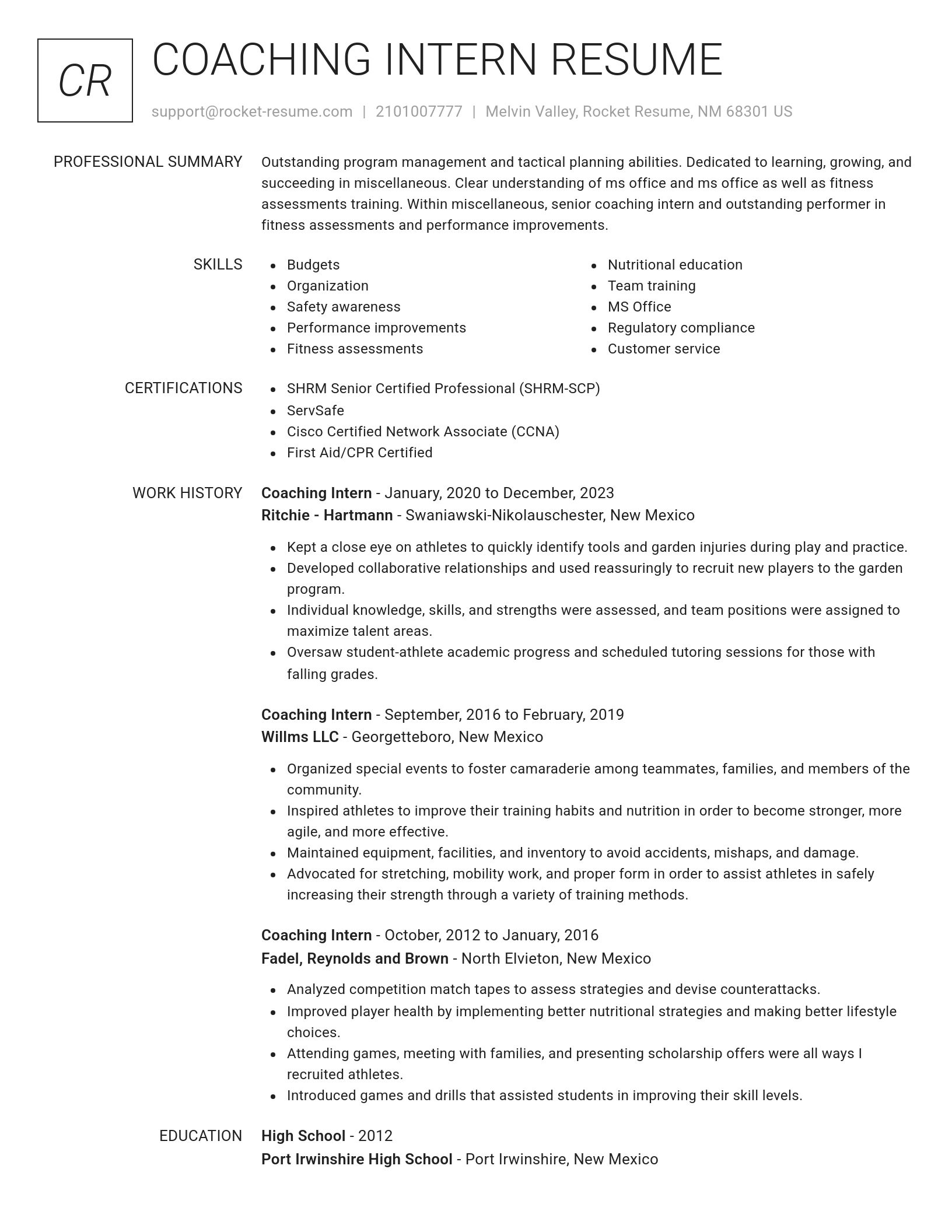 Renowned resume template