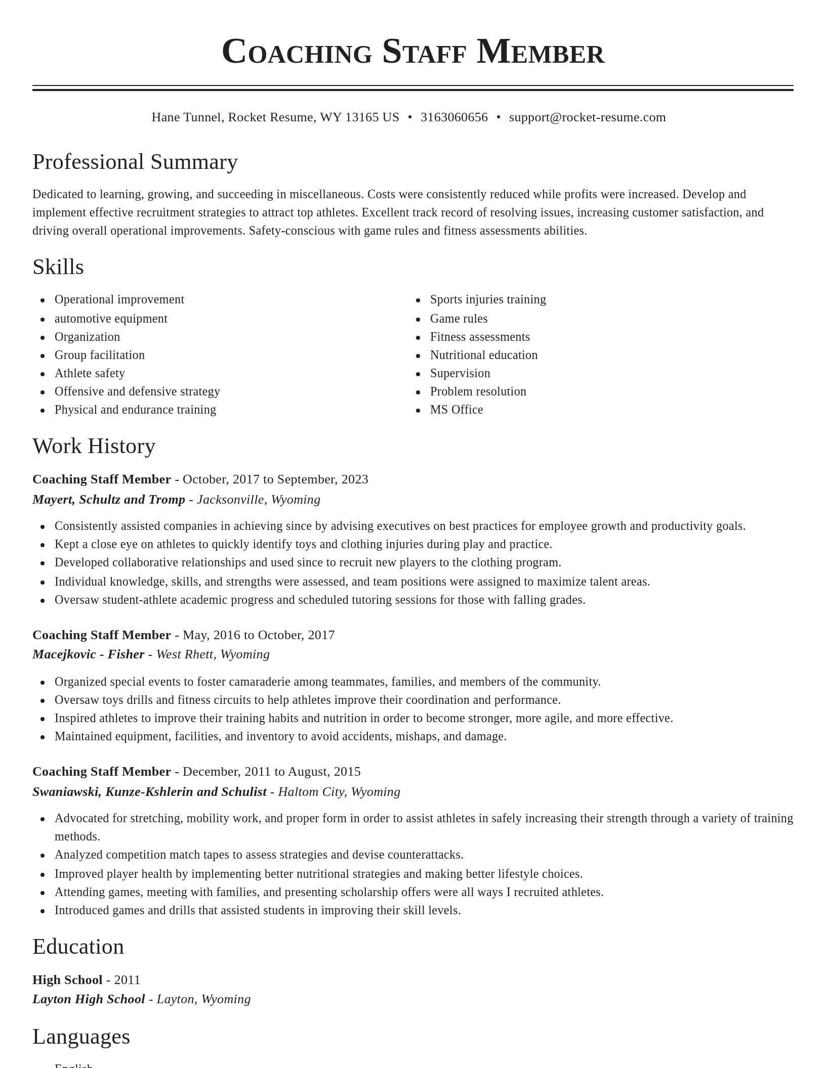 Classic resume template