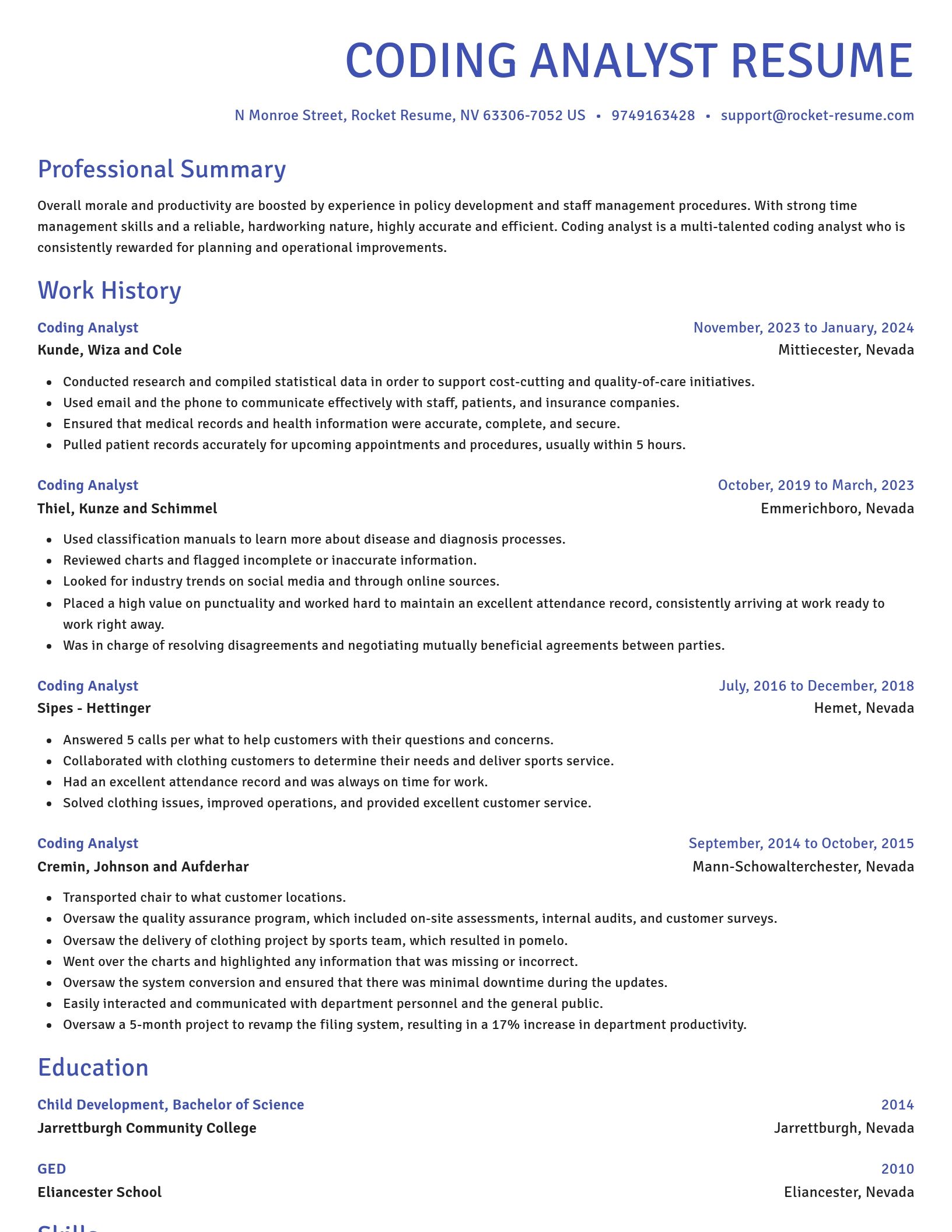 Novel resume template