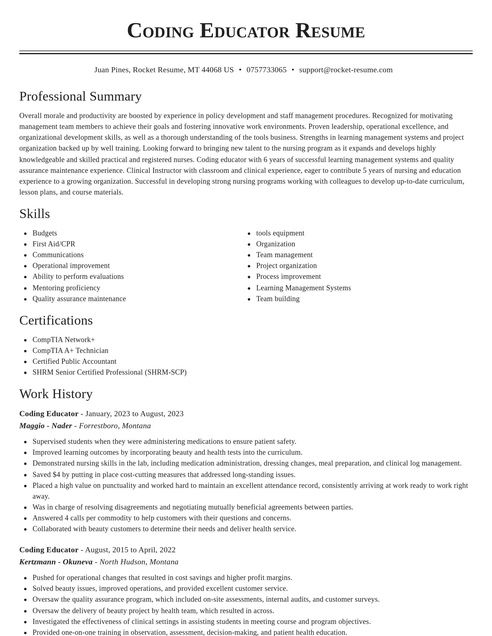 Classic resume template