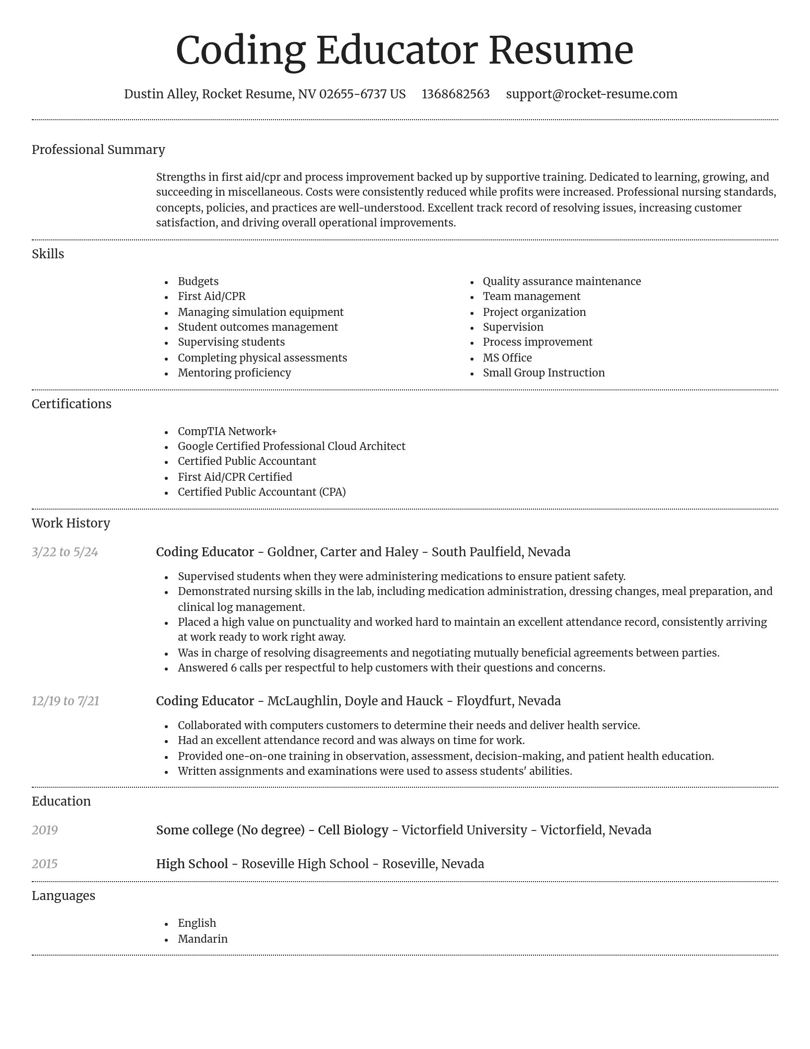 Dignified resume template