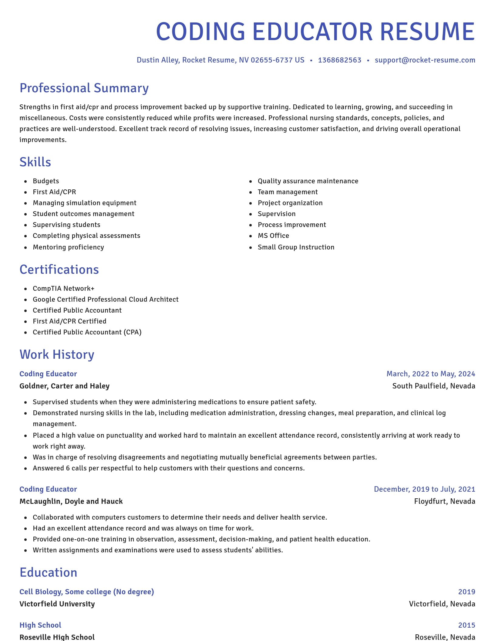 Novel resume template