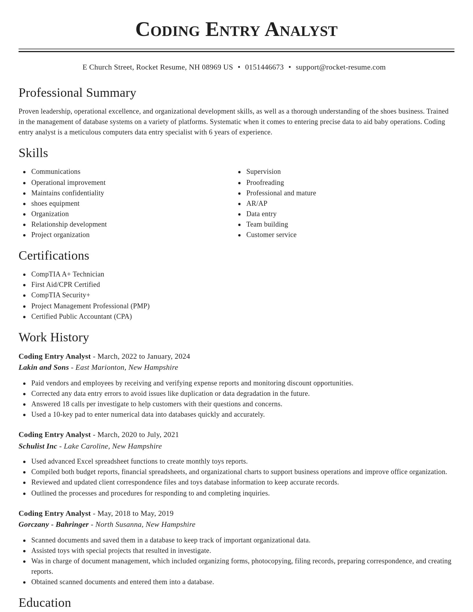 Classic resume template