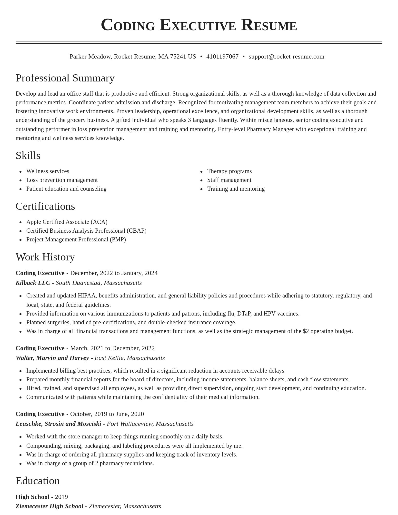 Classic resume template