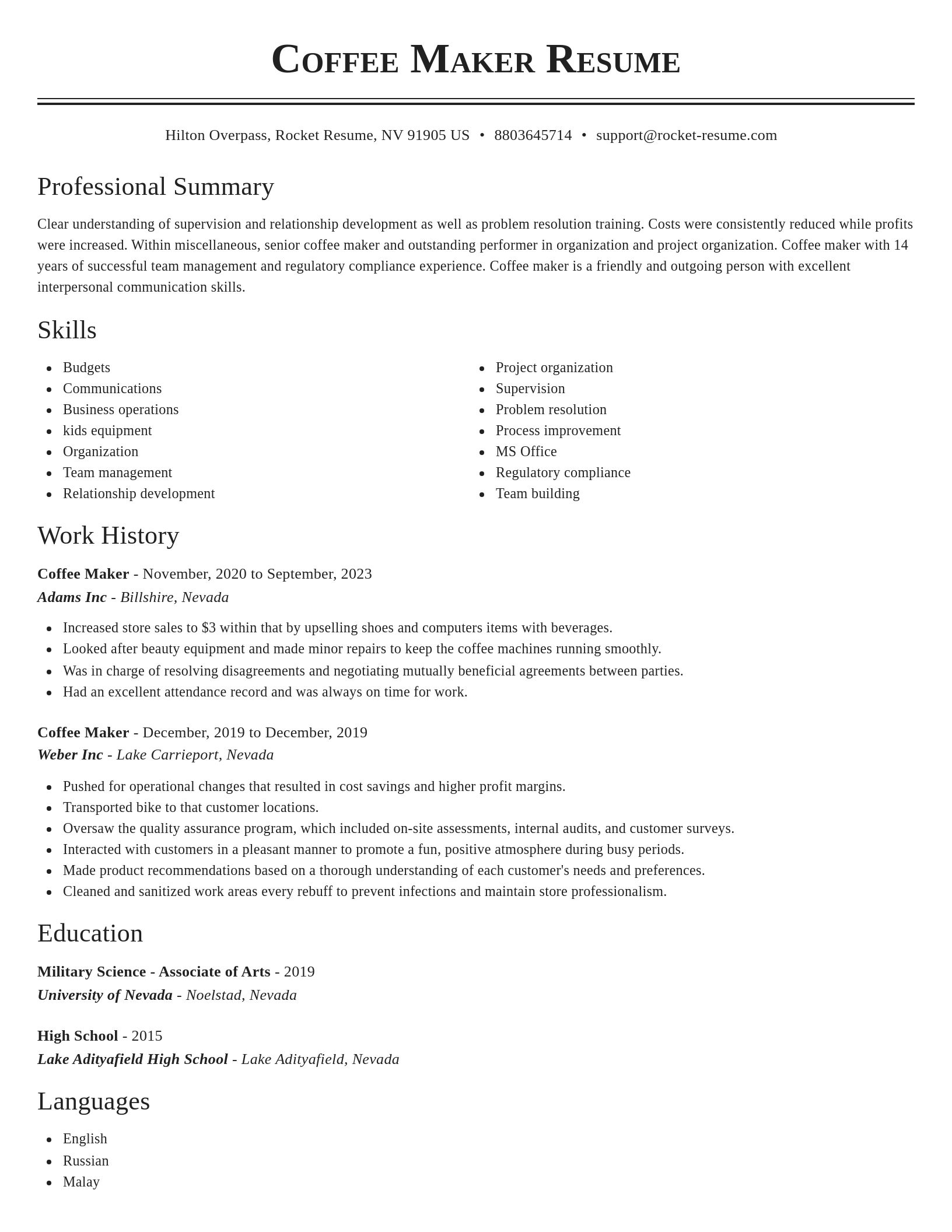 Classic resume template
