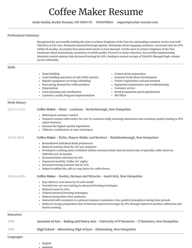 Dignified resume template