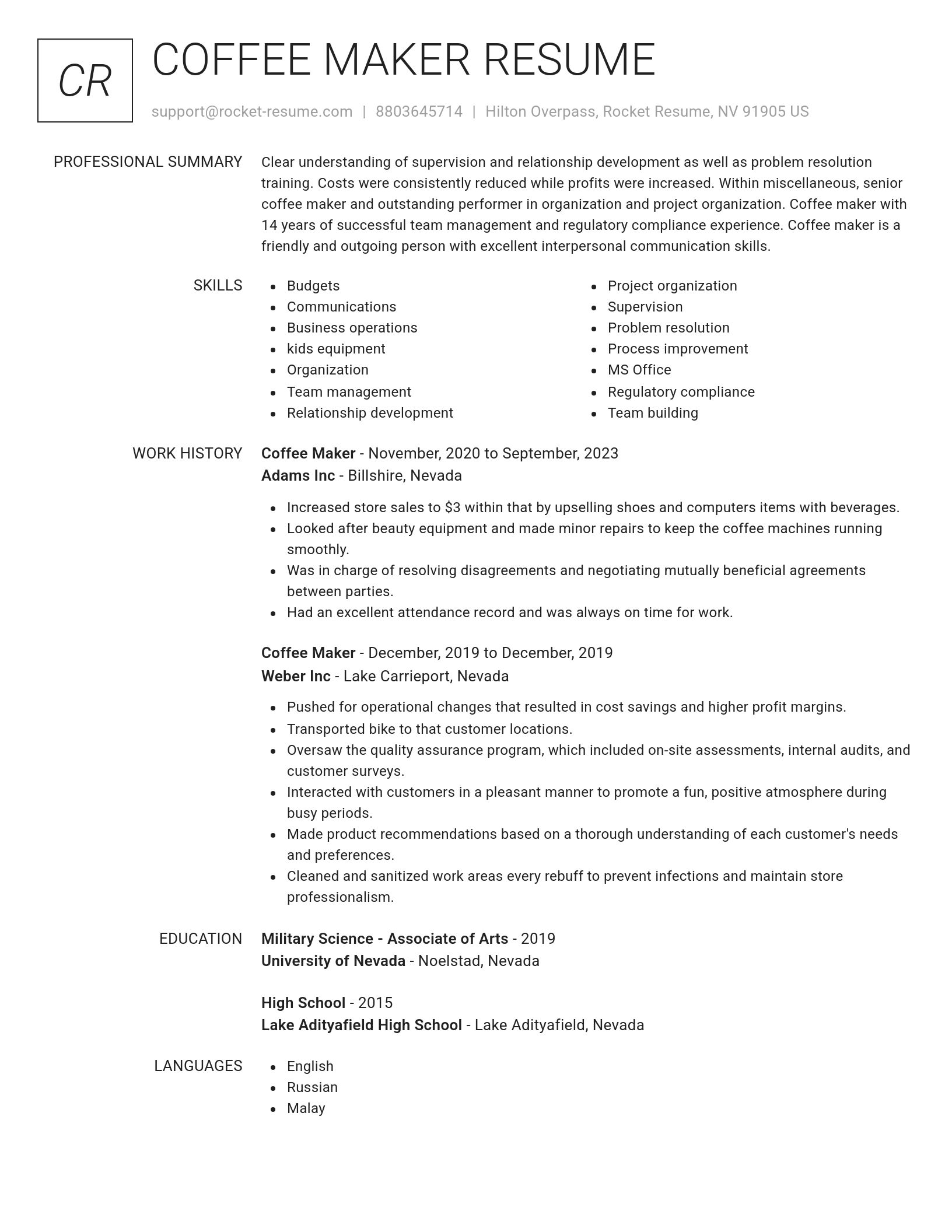Renowned resume template