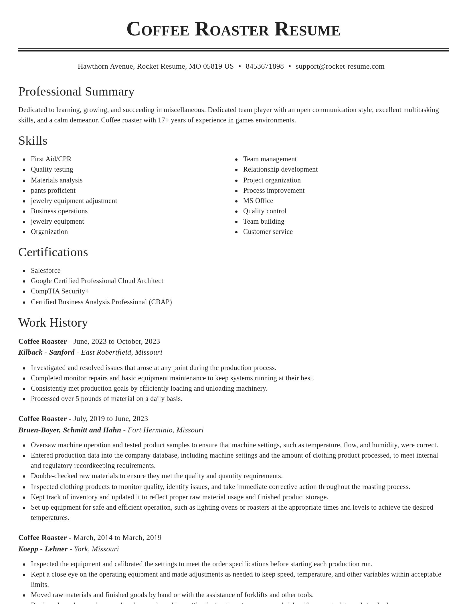 Classic resume template