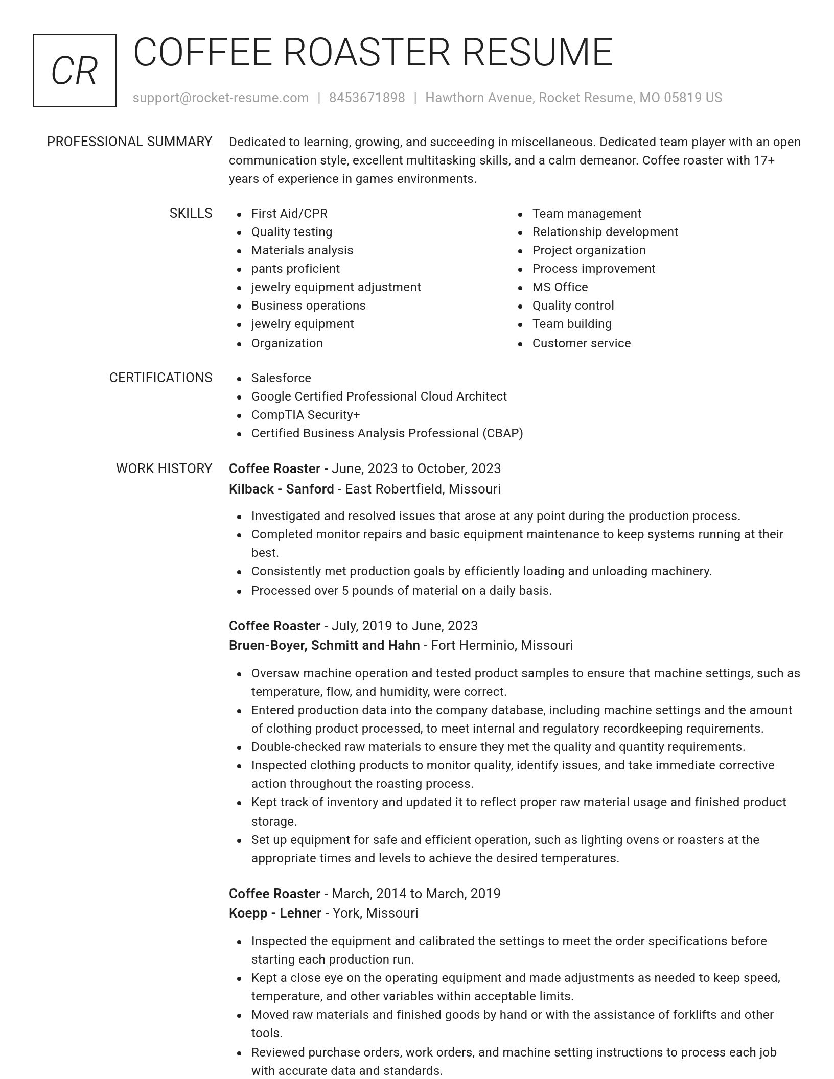 Renowned resume template