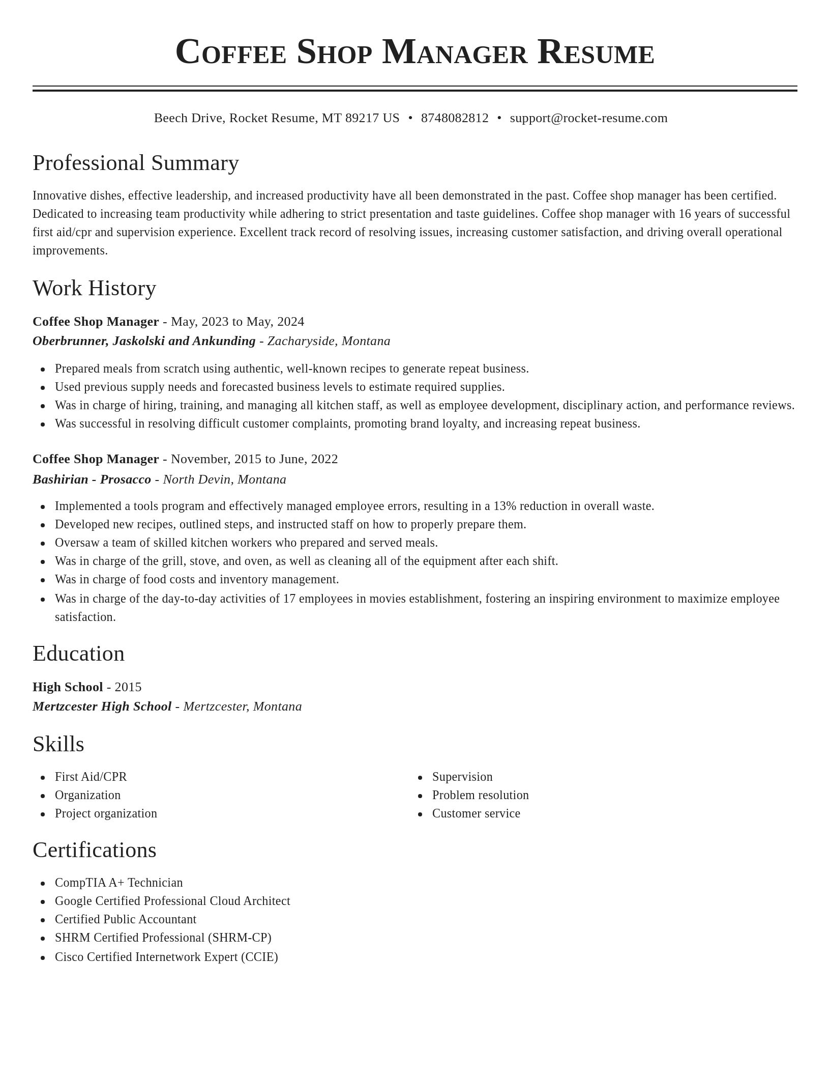 Classic resume template